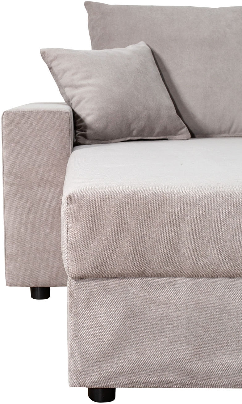 COLLECTION AB Wohnlandschaft »Pico U-Form, Breite 252, mit Schlaffunktion, Bettkasten & Zierkissen«, Wohnlandschaft,2 X Ottomane,Polyätherschaum Polsterung