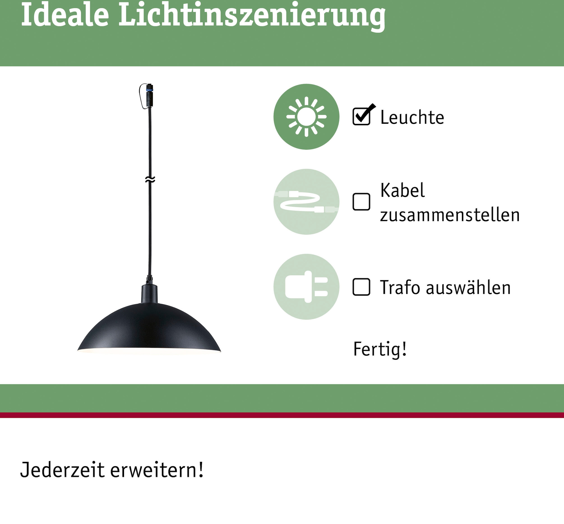 Paulmann LED Pendelleuchte »Outdoor Plug & Shine Mapalo E14 24V 3000K 2W«, 1 flammig, Leuchtmittel E14 | LED fest integriert, E14, IP44, warmweiß