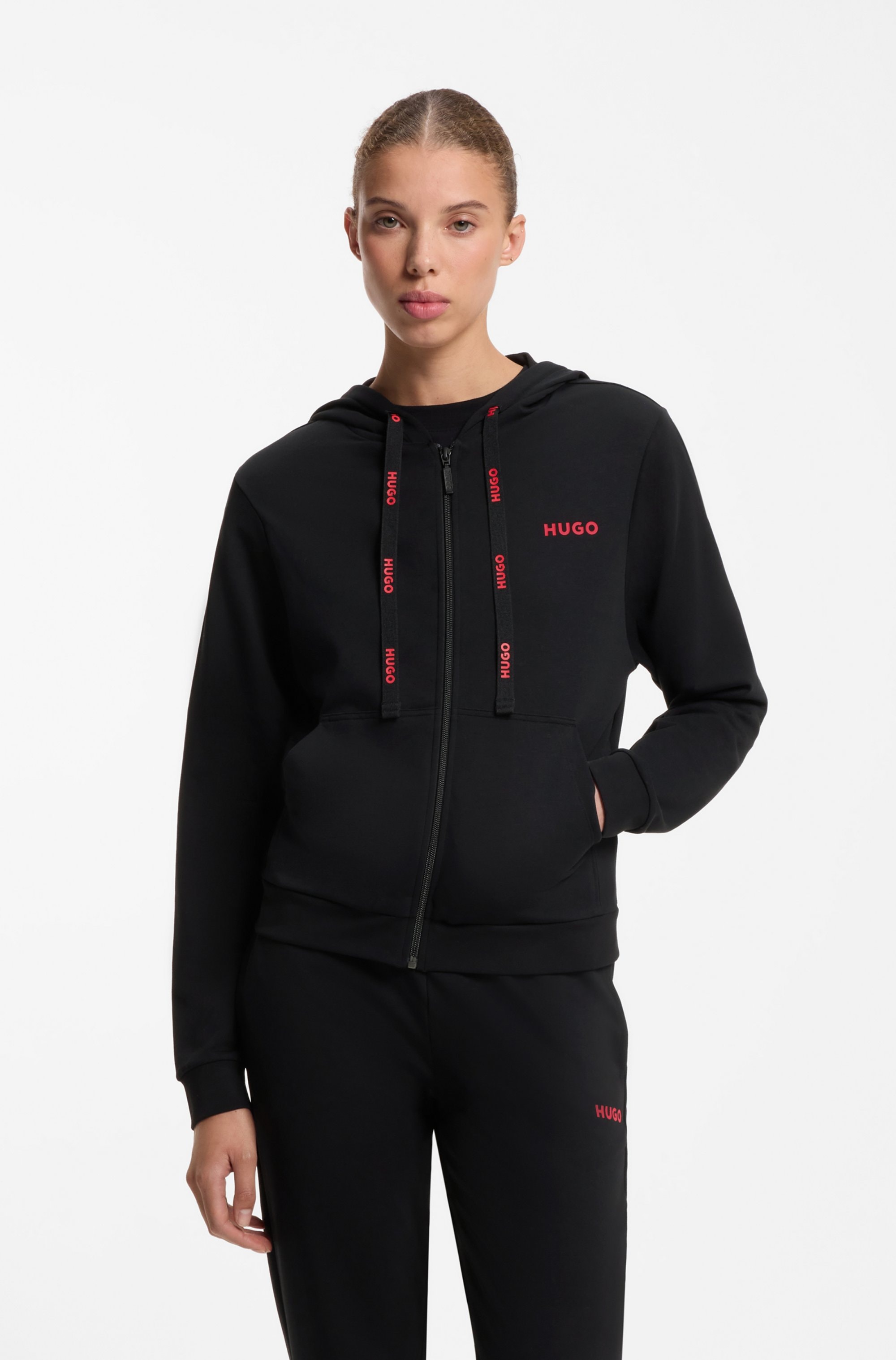 HUGO Underwear Sweatjacke Kapuze, Reißverschluss, gerade geschnitten