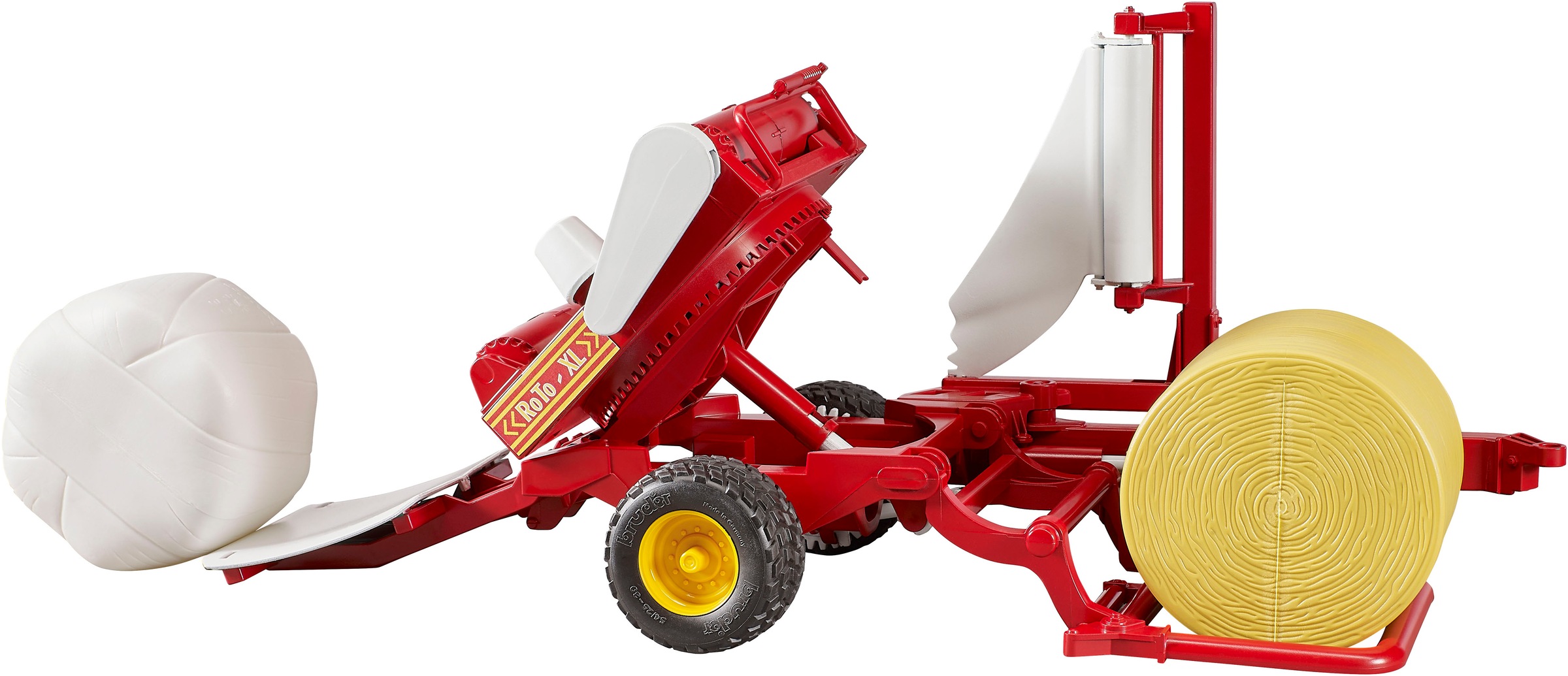 Bruder® Spielzeug-Landmaschine »Ballenwickler 38 cm mit Rundballen ocker/weiss (02122)« Made in Europe