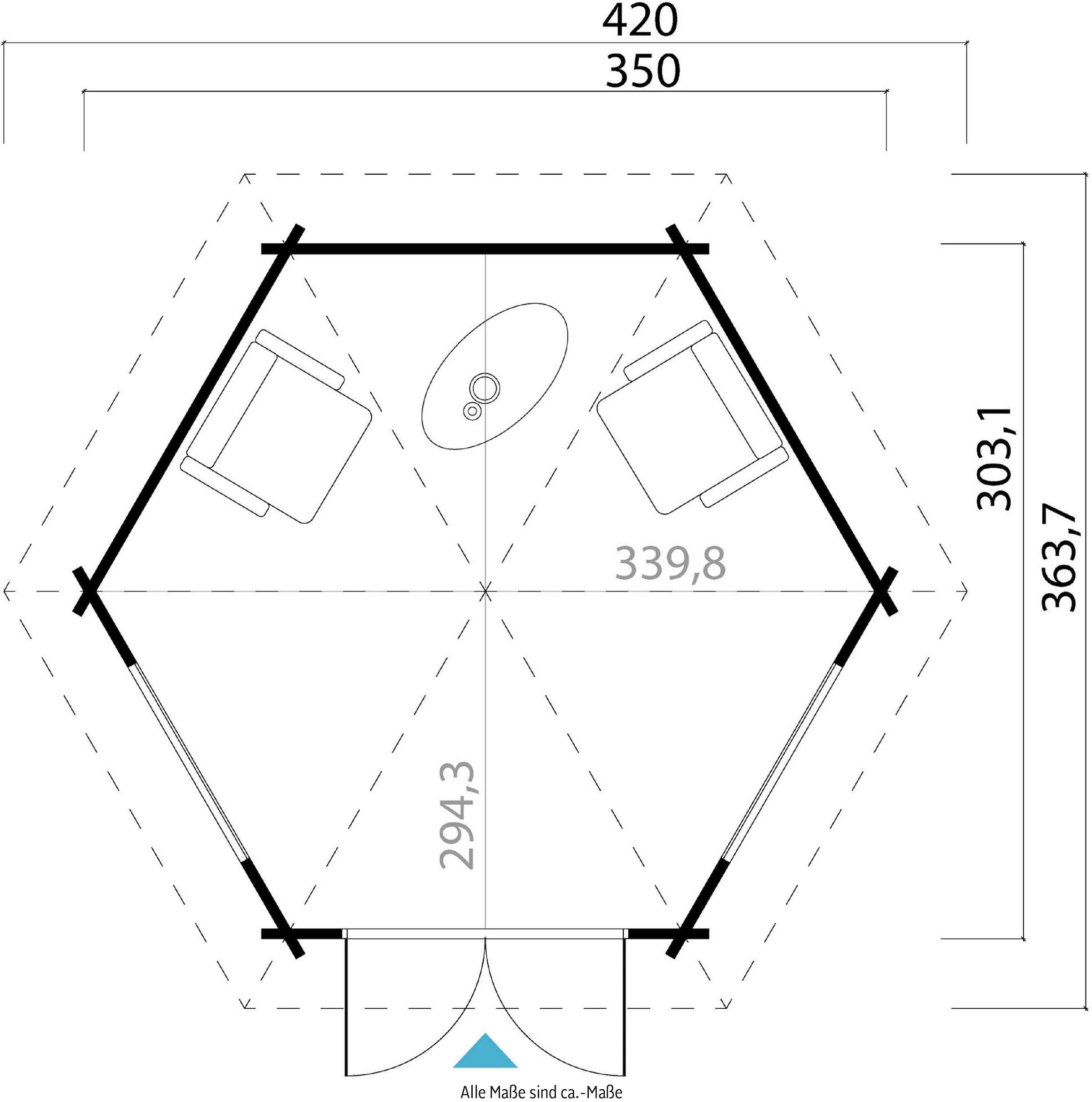 LASITA MAJA Pavillon »Rivera«, (Set, Inklusive Fussbodenbretter zum verlegen), BxT: 363,7x420 cm, Fichtenholz