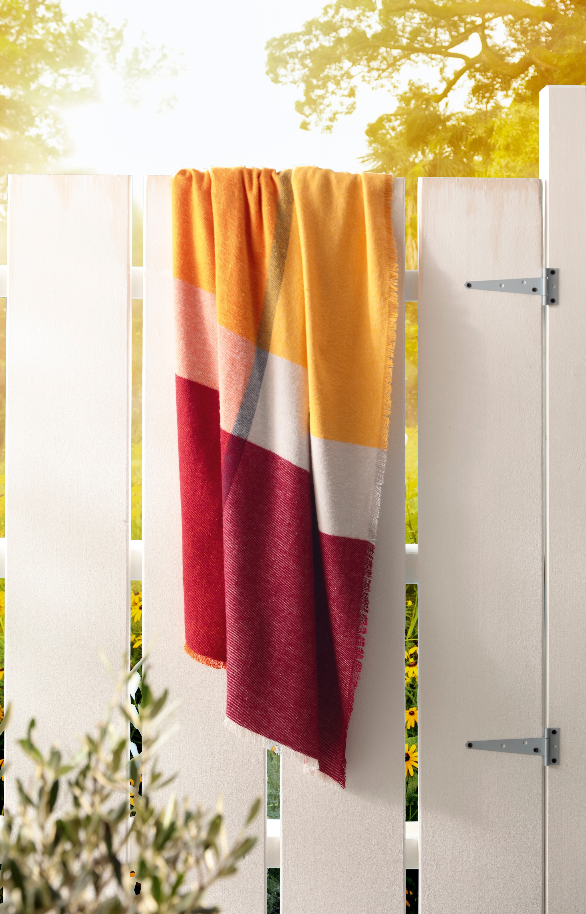 Biederlack Plaid »Plaid Summer« sommerliches Plaid mit Fransen