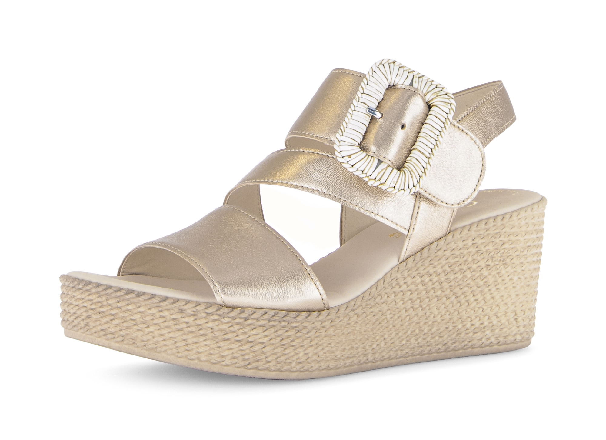 Gabor Keilsandalette  , Sommerschuh, Riemchensandale mit auffälliger Zierschnalle