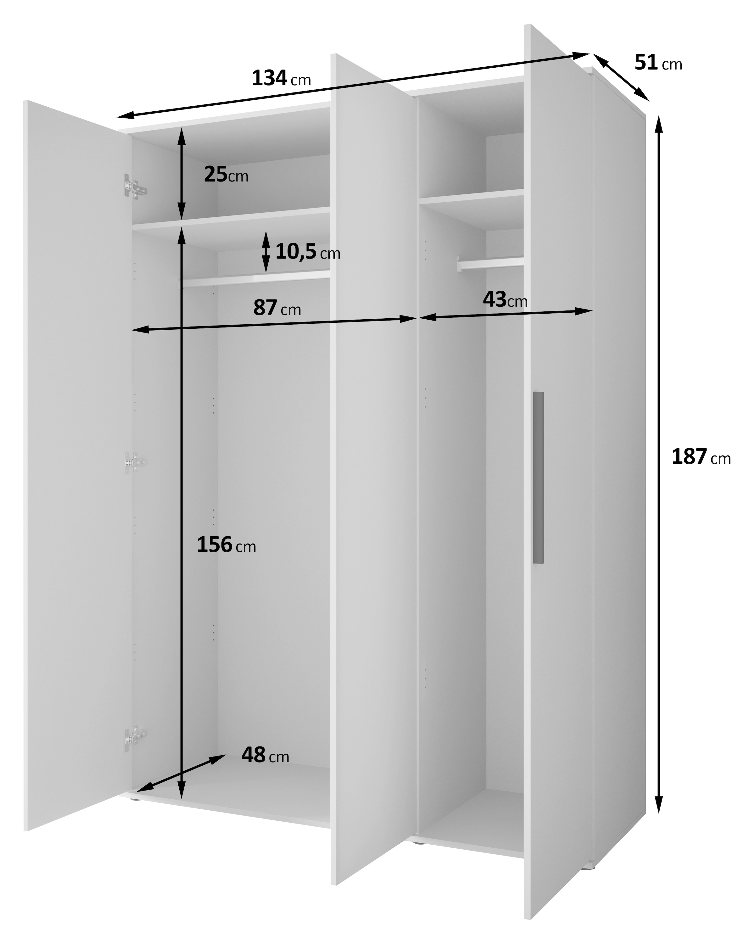 INOSIGN Kleiderschrank »LAGOS Wäscheschrank, Garderobe, schwarze Griffe, Made in Europe«, Moderner Drehtürenschrank, FSC-zertifiziert, Schlafzimmerschrank