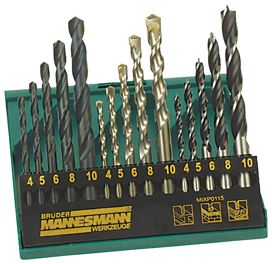 Brüder Mannesmann Werkzeuge Bohrersatz, (Set, 15 tlg.)