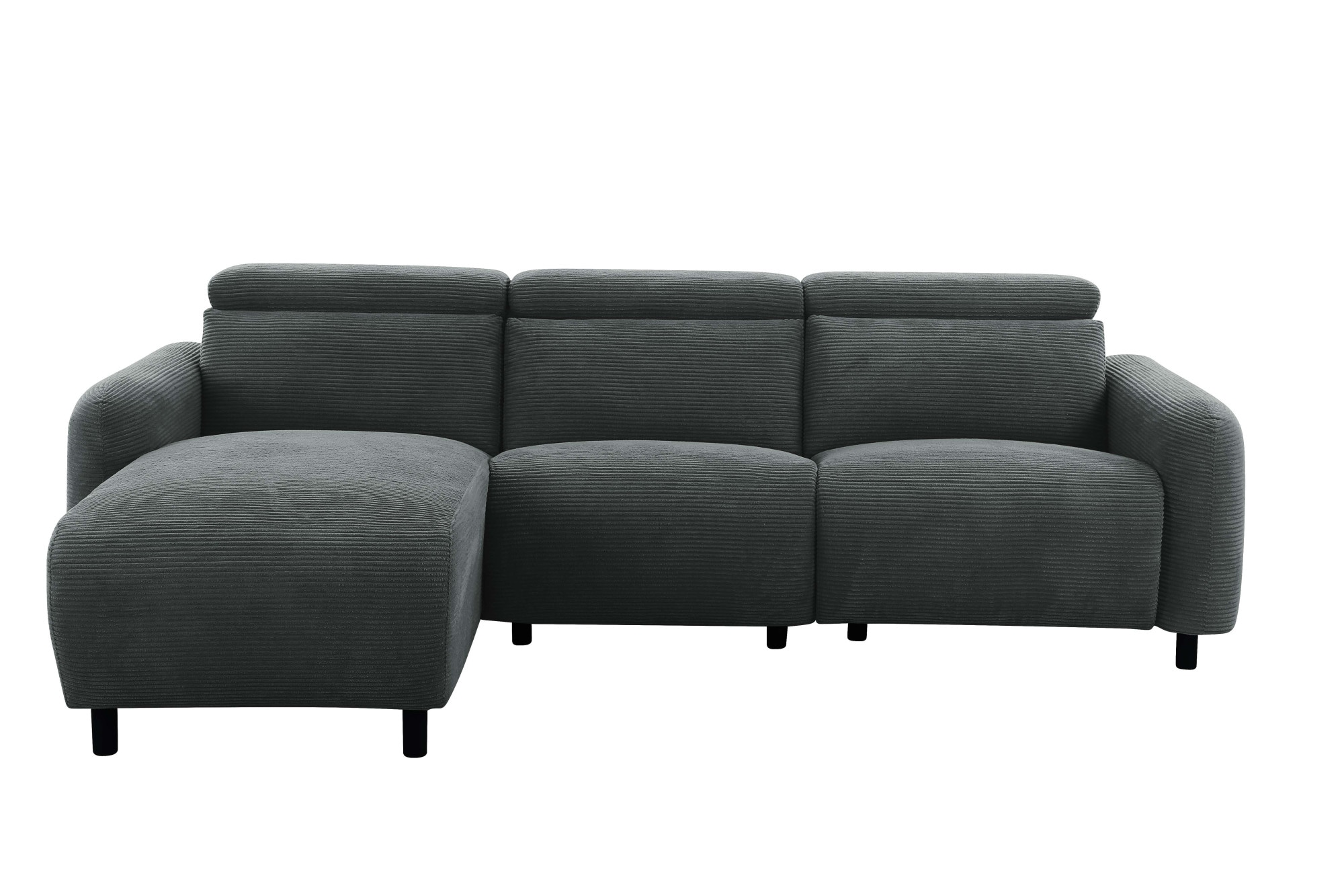 Home affaire Ecksofa »SKAANE in Cord, L-Form, 274 cm, manuelle u. elektrische Funktion,«, rundes Design, Kopfteilverstellung, Federkernpolsterung