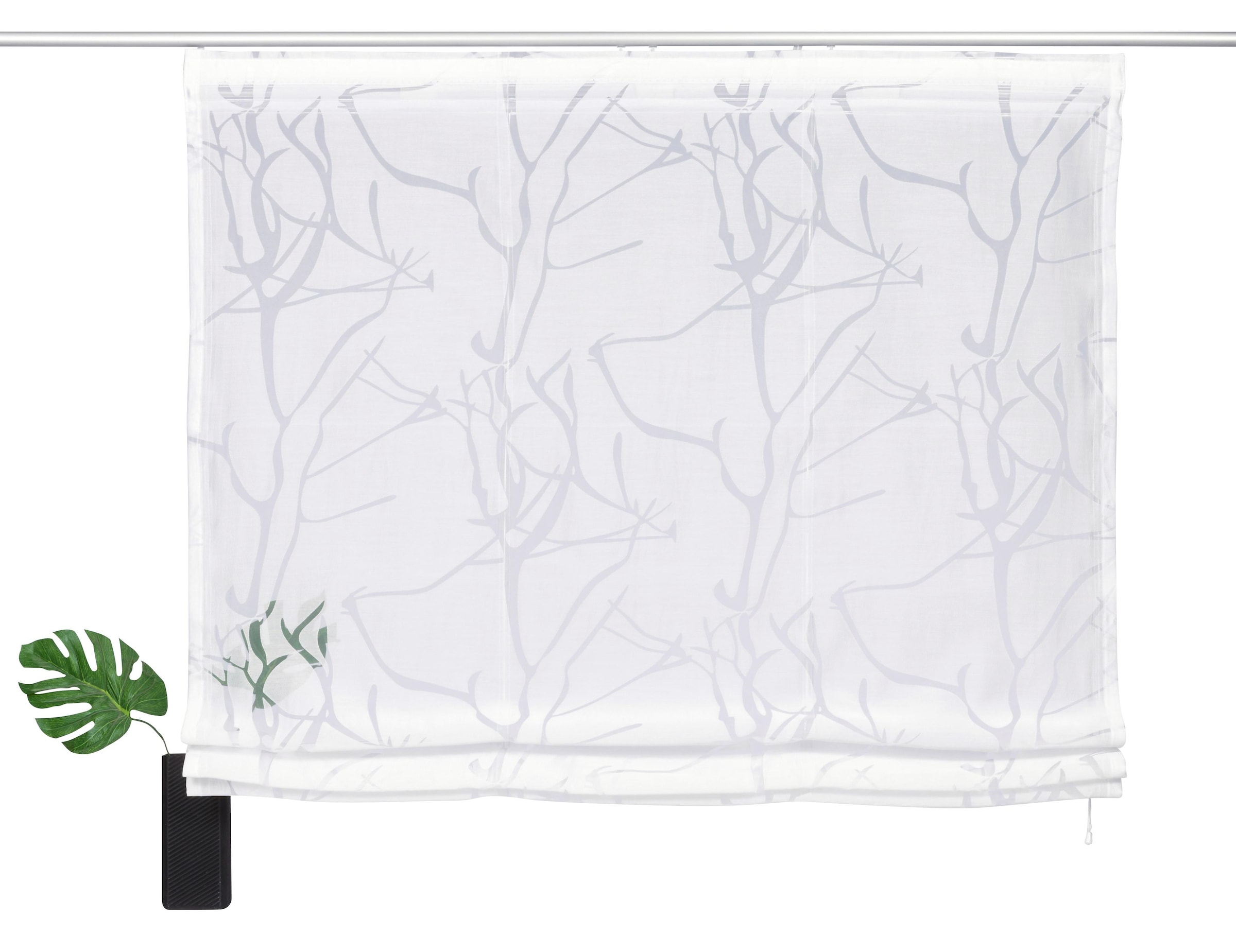 My Home Raffrollo »Anna« mit Klettband Halbtransparent, Ausbrenner, Viskose in weiß