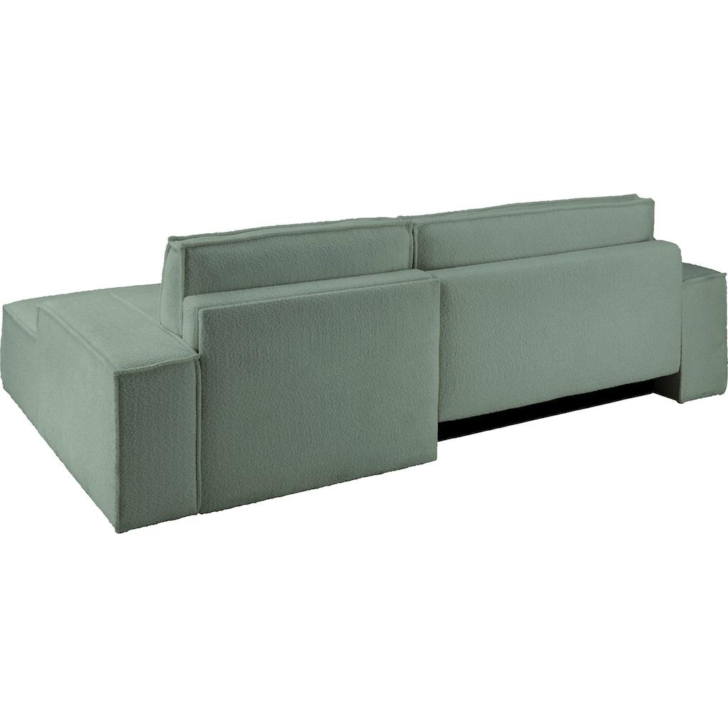 andas Ecksofa »Finnley Schlafsofa 267 cm in Bouclé u. Struktur fein, L-Form,«, Schlaffunktion m. Bettkasten (136/210 cm), Bouclé, Struktur