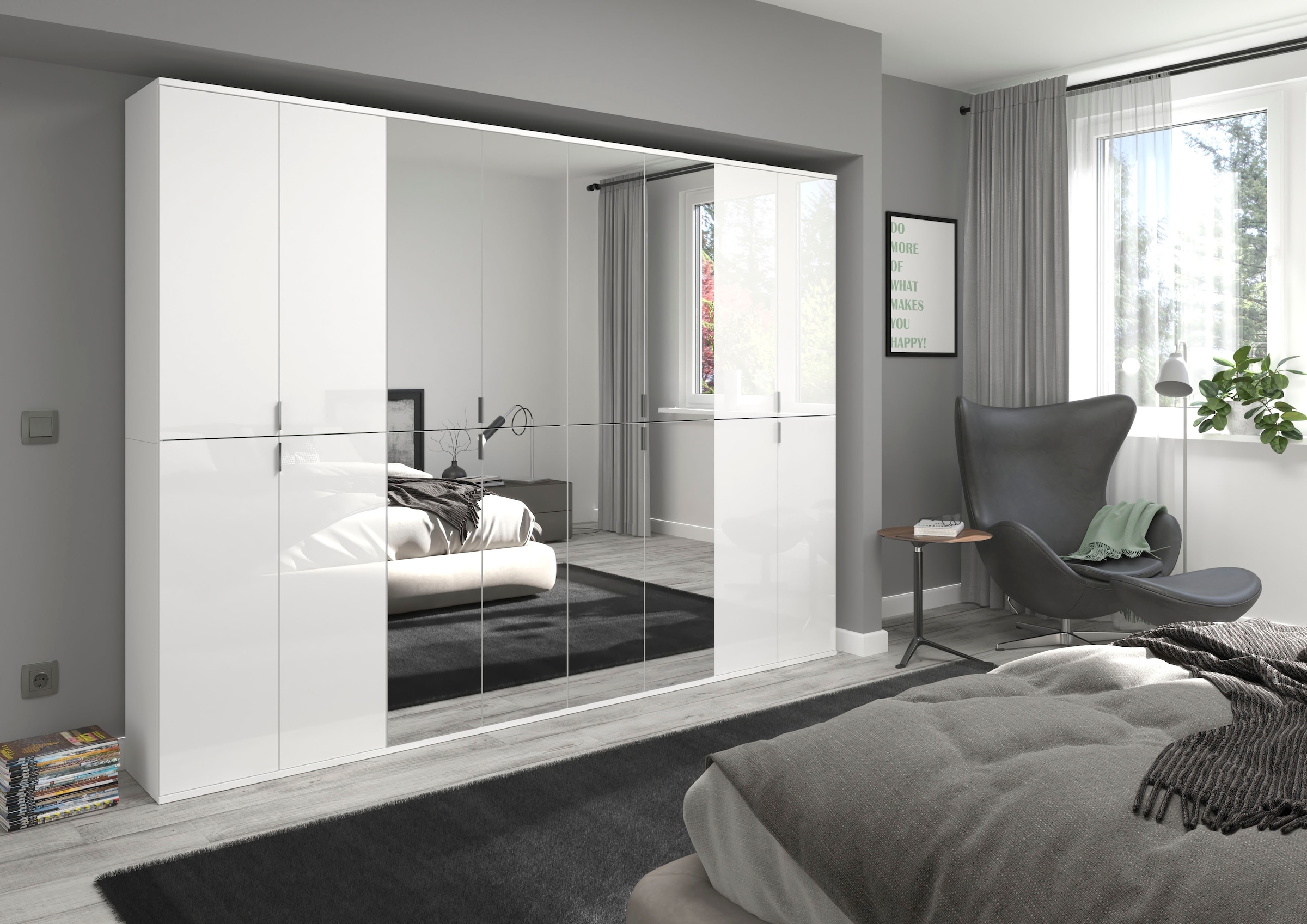 INOSIGN Garderoben-Set »Trondheim, Breite 244 cm, best. aus 4 Schränken, 16 Türen, 36 Fächer«, (Set, 4 St.), inkl. ausziehbarer Kleiderstange, Garderobenschrank, Kleiderschrank