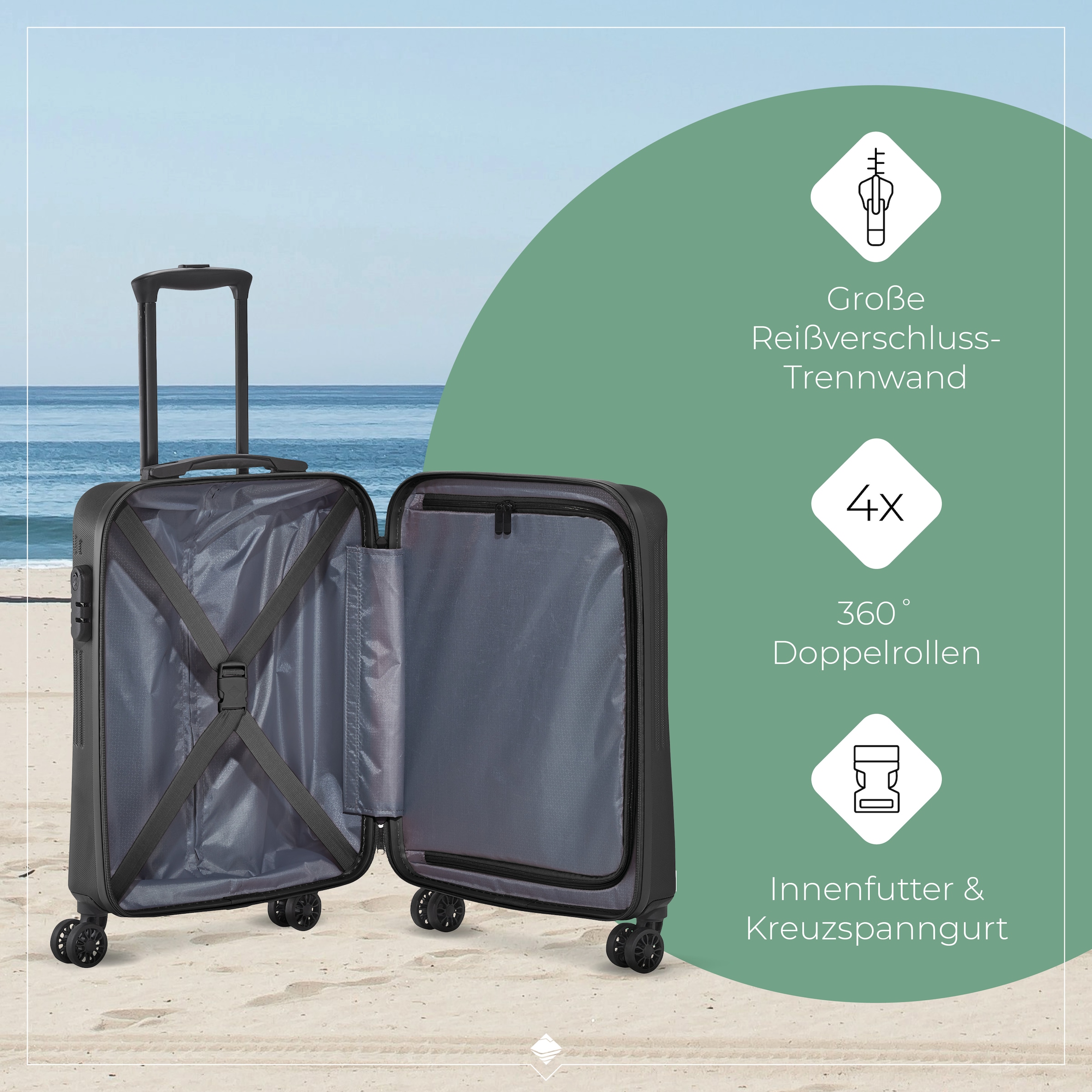 travelite Trolleyset »BALI 3-teilig Hartschale« TSA-Schloss – robustes Reisegepäck
