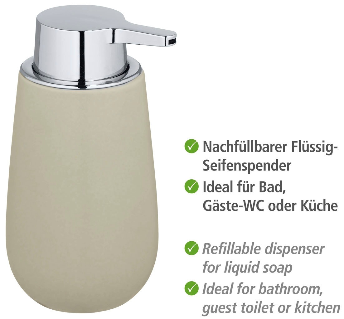 WENKO Seifenspender »Badi«, (1 tlg.), Beige Keramik, 320 ml