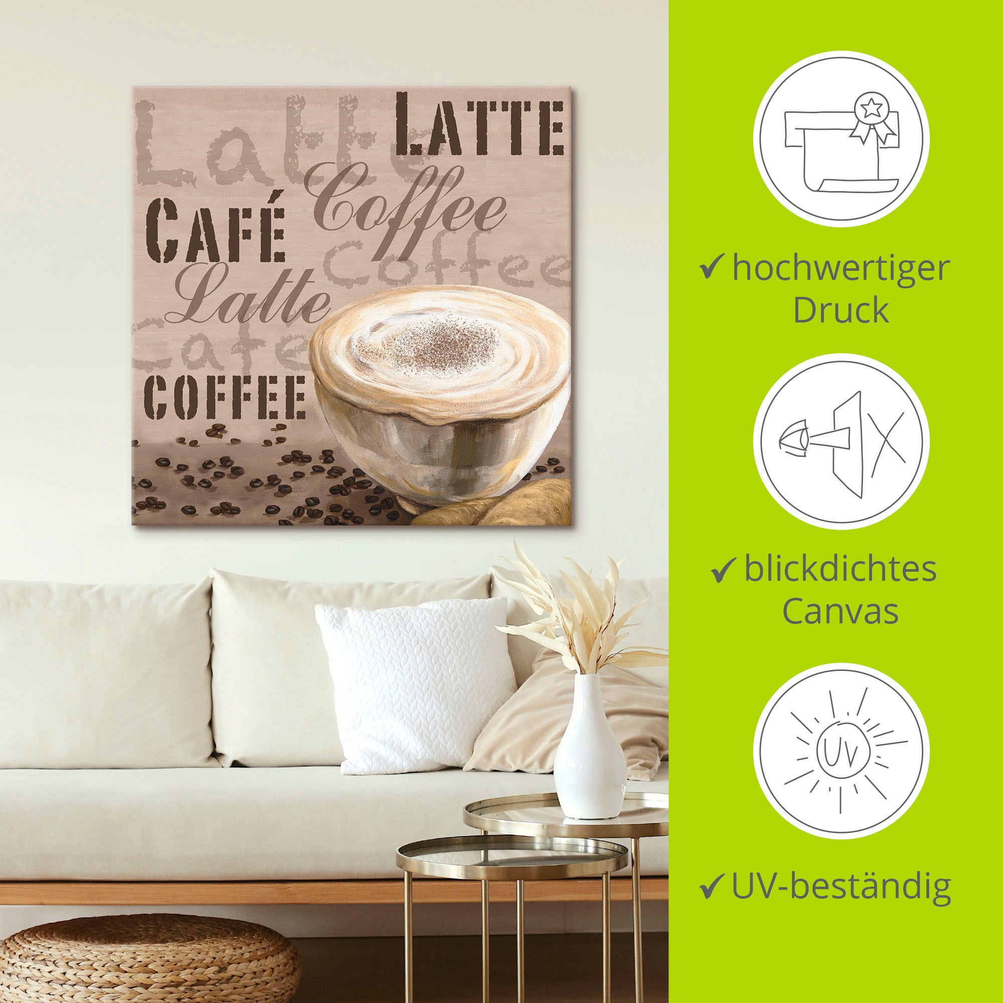 Artland Leinwandbild »Milchkaffee«, Getränke, (1 St.), auf Keilrahmen gespannt