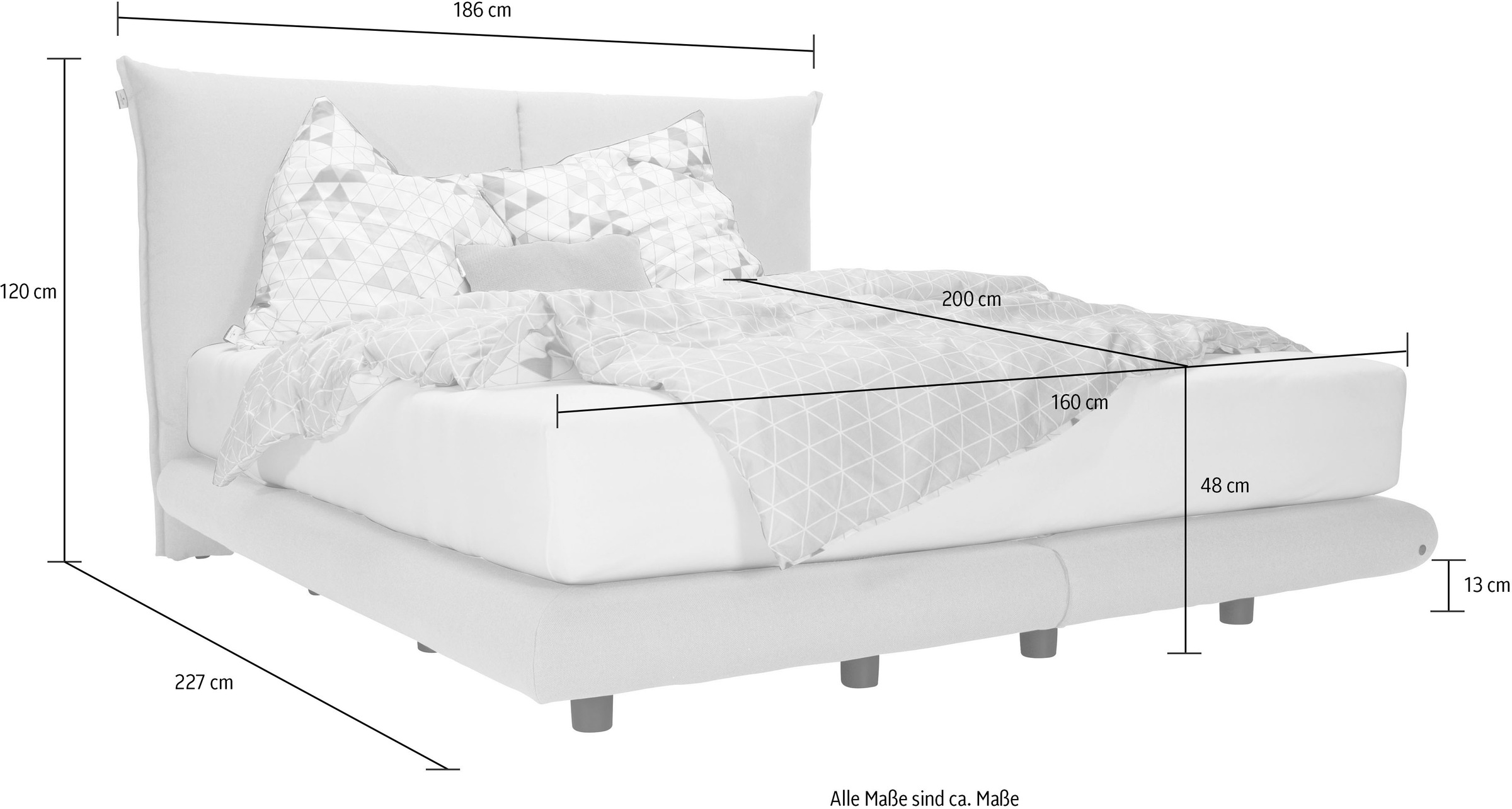 TOM TAILOR HOME Boxspringbett »SOHO PILLOW BOX«, in Schwebeoptik, Kopfteil in Kissenform, Höhe 120 cm