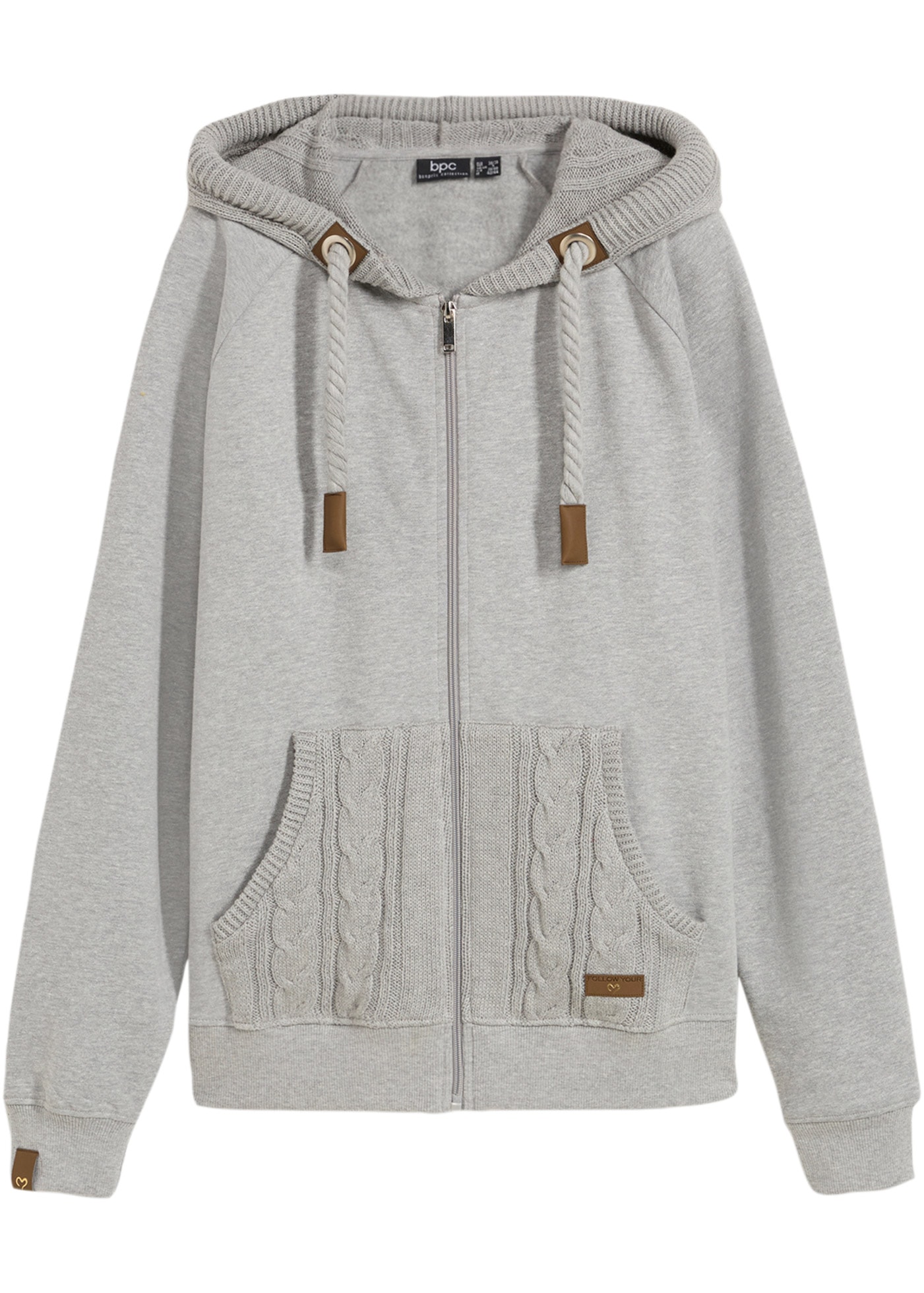 bonprix Kapuzensweatjacke »Sweatjacke mit Strickkapuze und Tasche« mit Strickkapuze