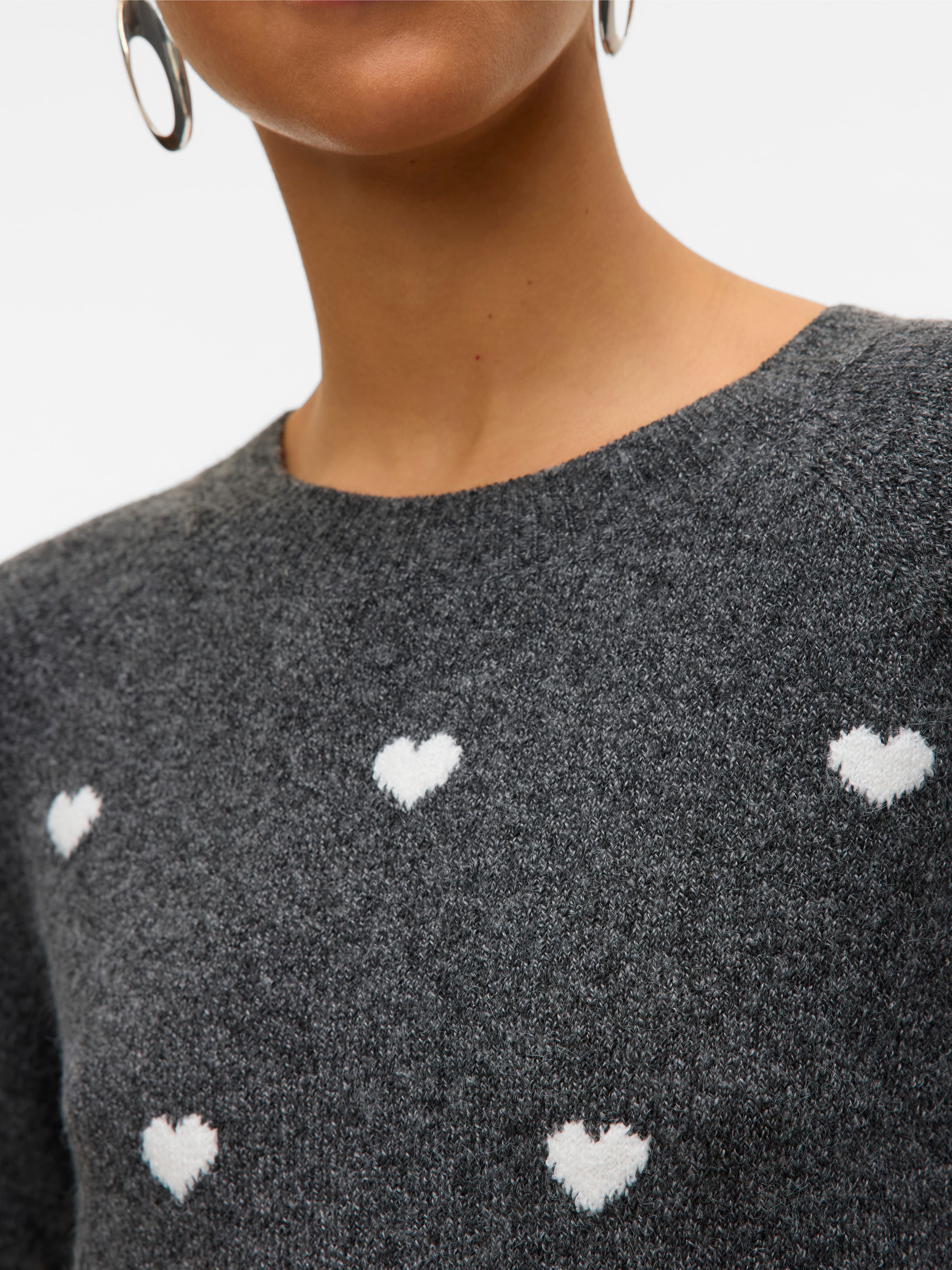 Vero Moda Rundhalspullover »VMDOFFY INTARSIA LS O-NCK PULLOV GA NOOS« Materialmix, regular fit