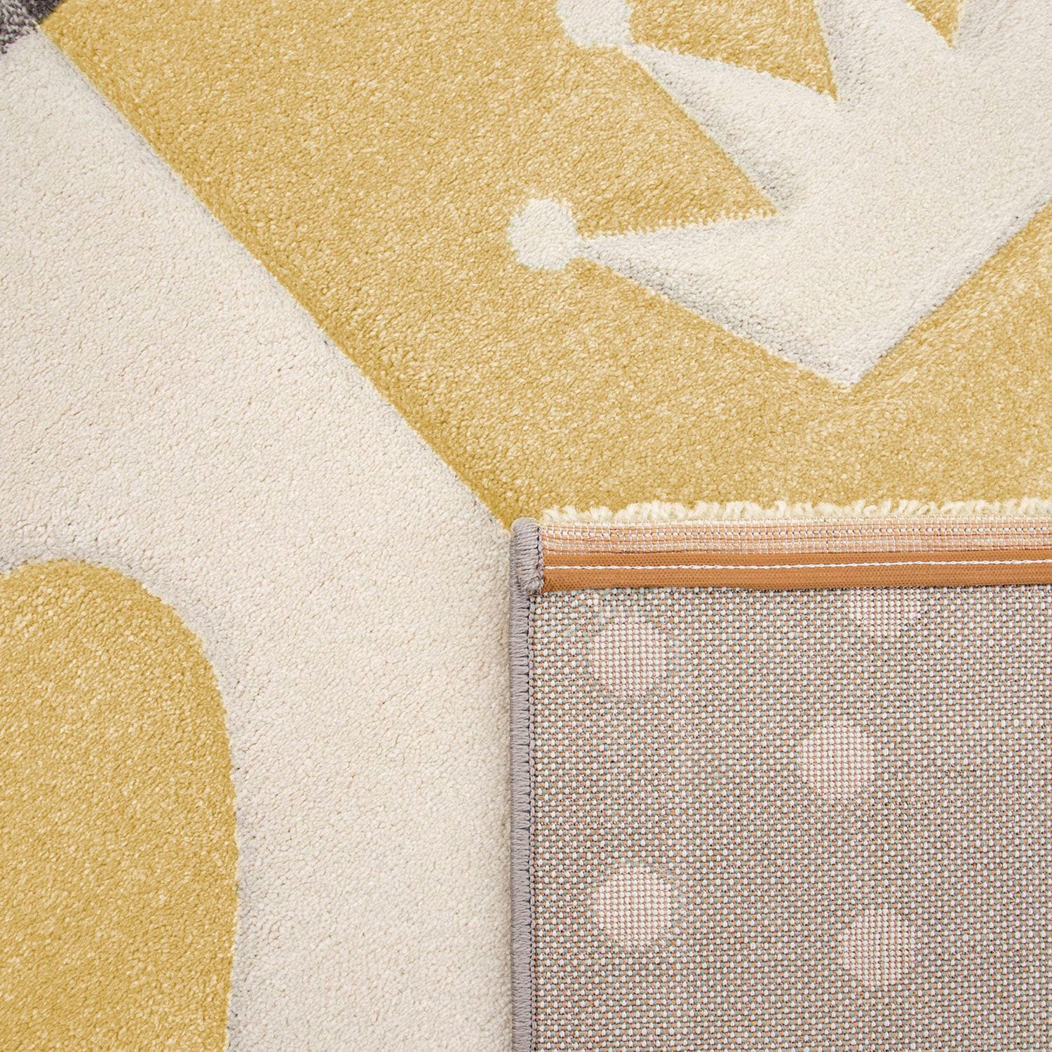 Paco Home Kinderteppich »Cosmo 339«, rechteckig, 16 mm Höhe, Kurzflor, Pastell-Farben, 3D-Effekt, Motiv Herz, Punkte & Krone