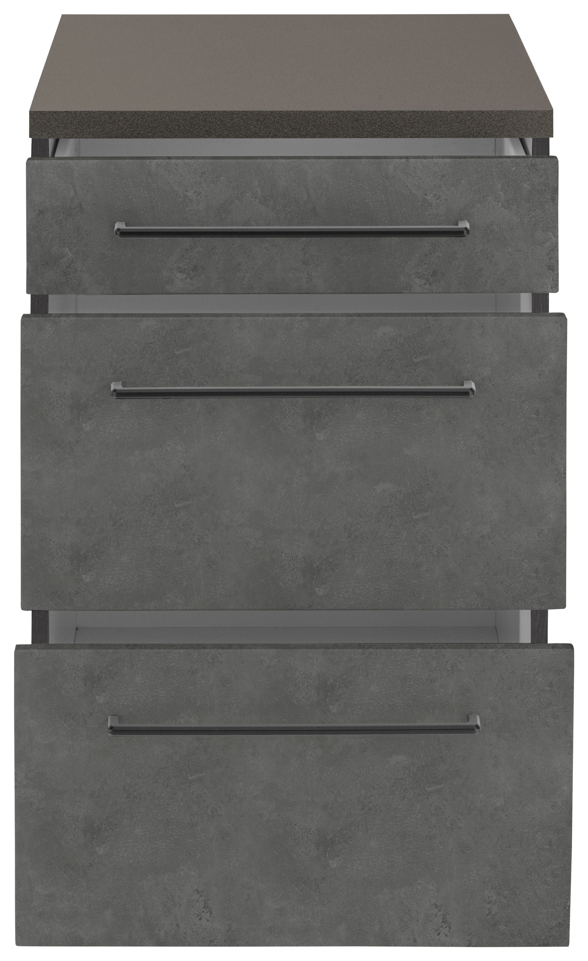 KOCHSTATION Unterschrank »KS-Tulsa«, 50 cm breit, 1 Schubkasten, 2 große Auszüge, Metallgriff, MDF Front