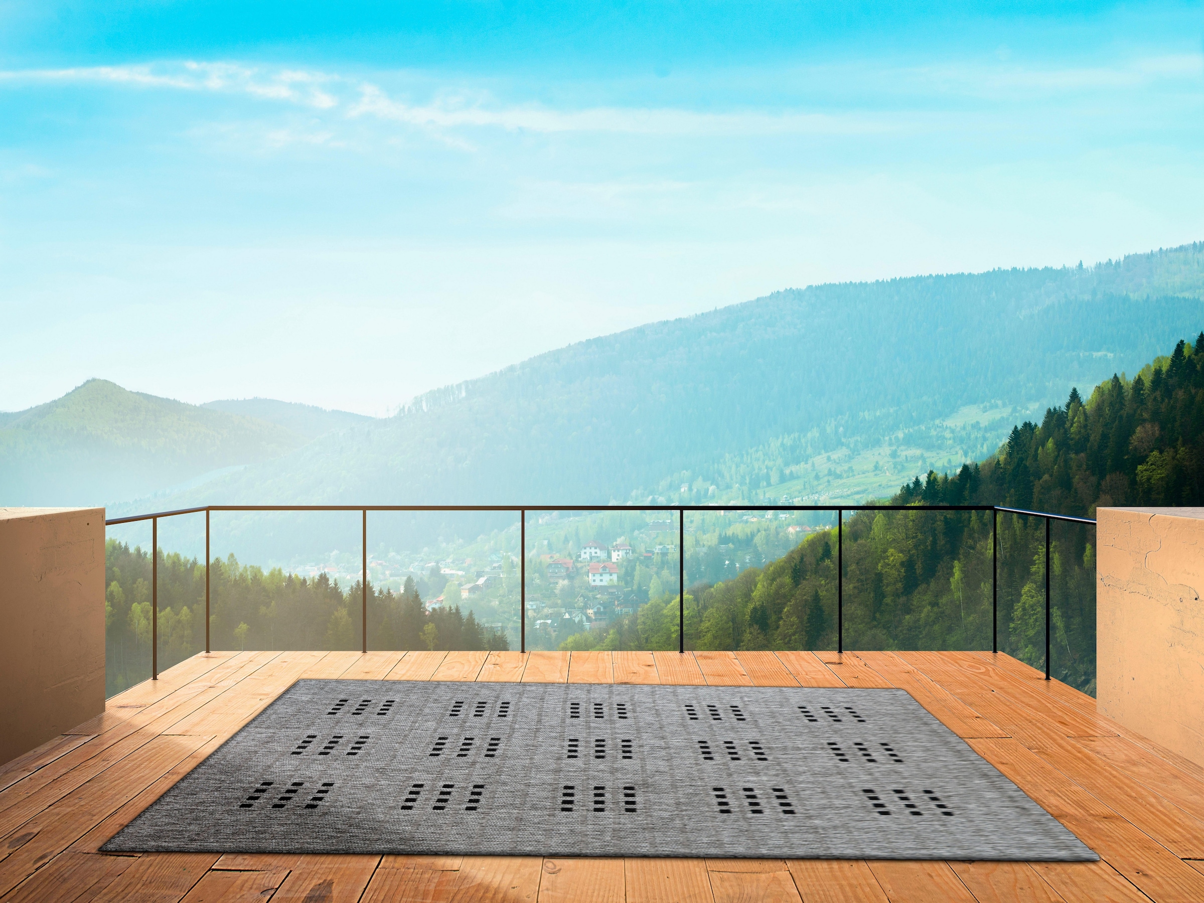 Bruno Banani Teppich »Farum«, rechteckig, 5 mm Höhe, In- und Outdoor-Teppich, Wetterfest & UV-beständig, besonders flach