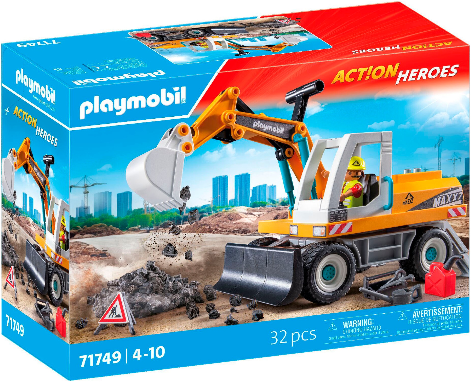 Playmobil® Konstruktions-Spielset »Großer Bagger (71749), Playmobil Action Heroes«, (32 St.), Made in Germany