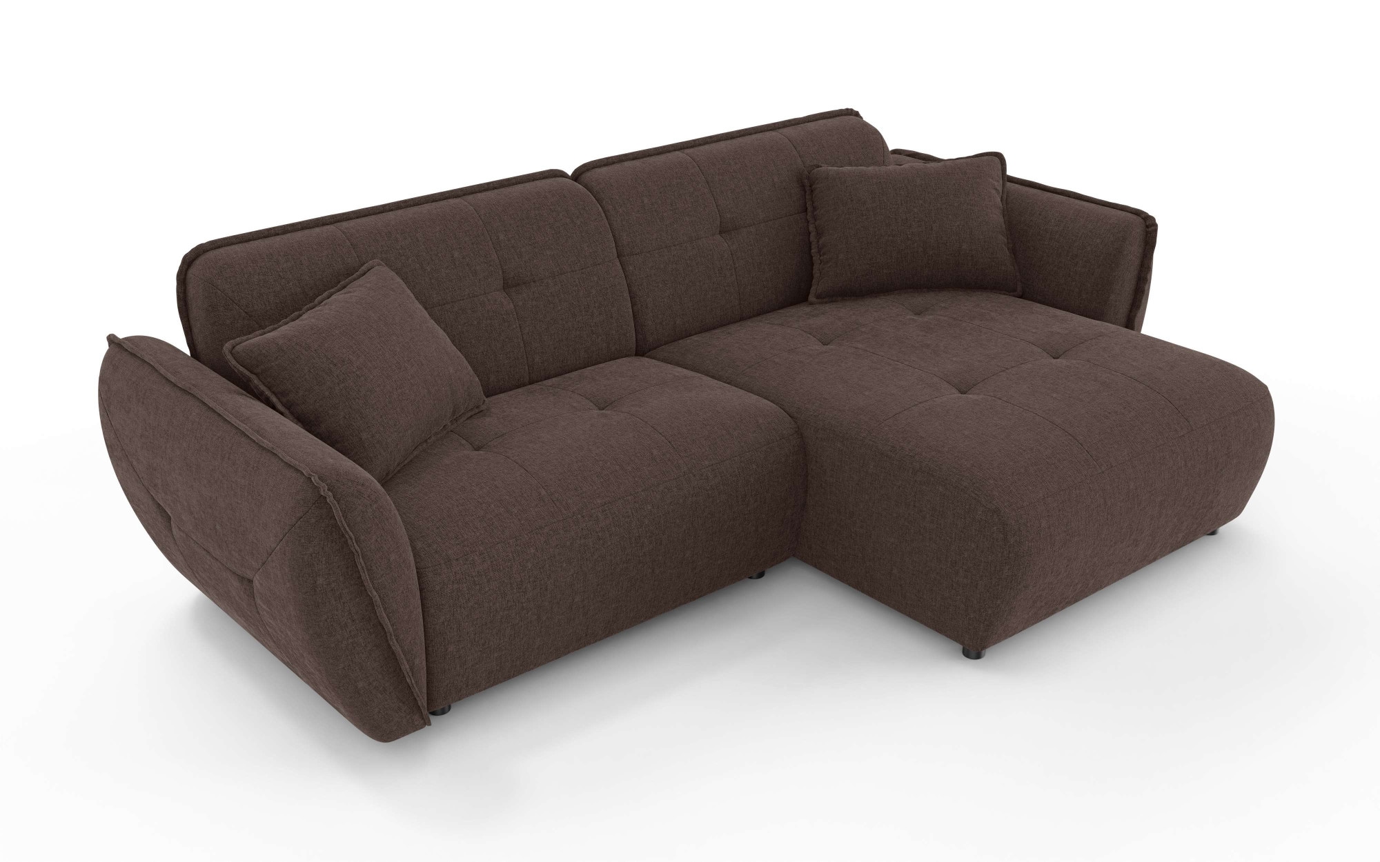 Home affaire Ecksofa »MIRELDA L-Form mit Steppungen, Recamiere rechts/links, Breite 253 cm« elegant und bequem, enthält 2 Zierkissen, belastbar bis 480kg