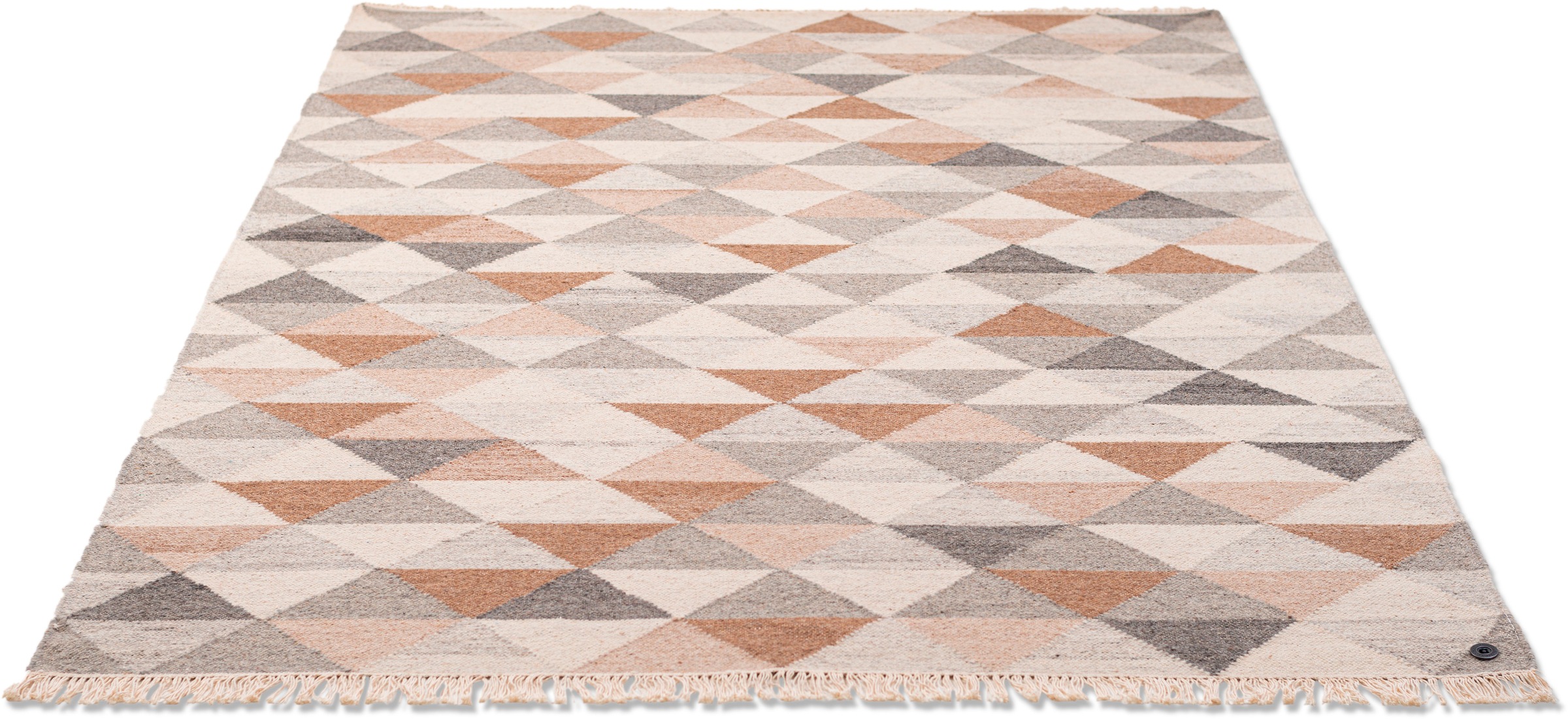 TOM TAILOR Teppich »Triangle Kelim«, rechteckig, 5 mm Höhe, handgewebt, mit Fransen, Boho-Style, Wohnzimmer
