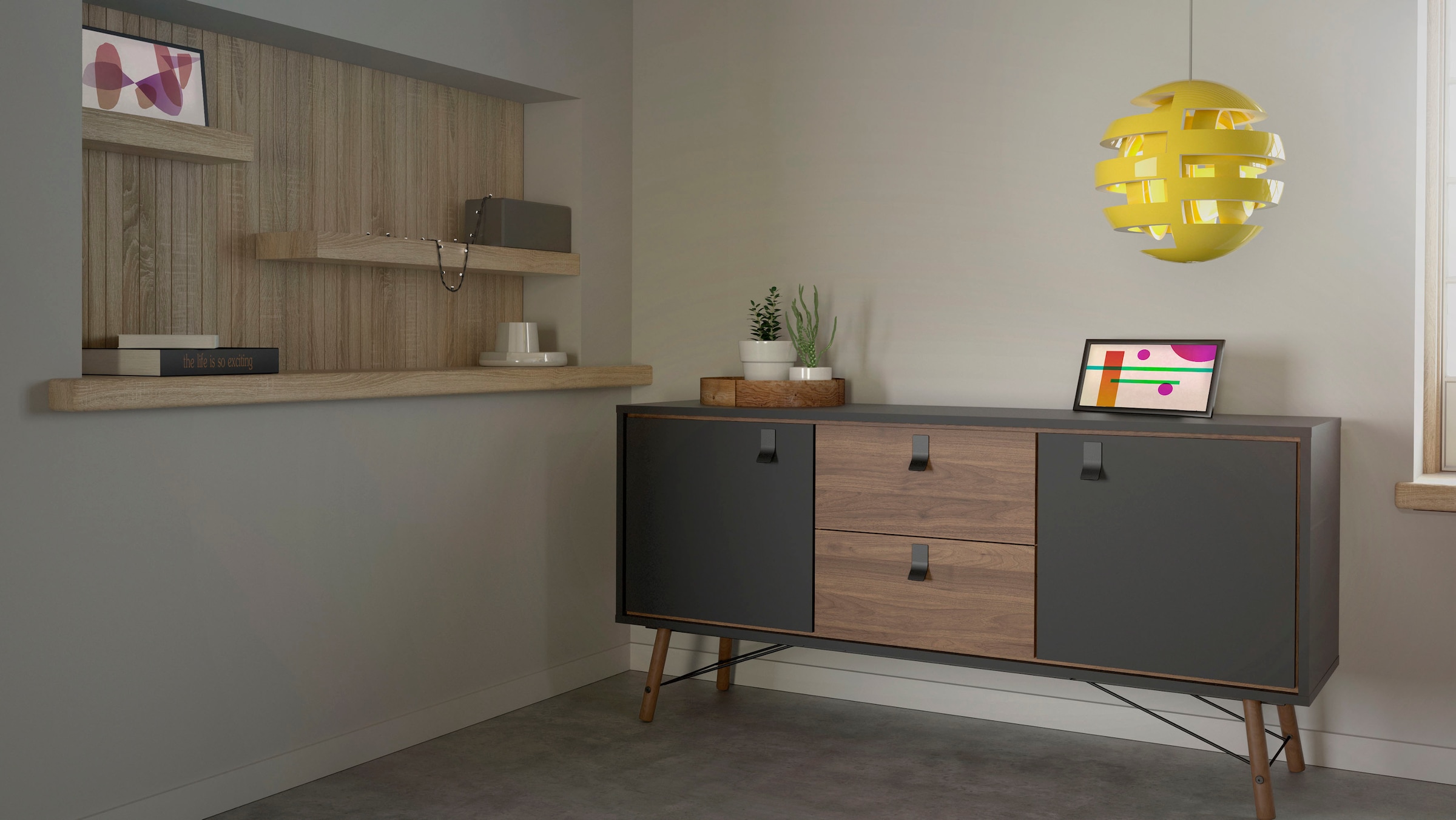 andas Sideboard »Ry Aufbewahrung, Schubladenschrank,« Breite 150 cm, Höhe 72 cm, Kommode mit 2 Türen und 2 Schubläden