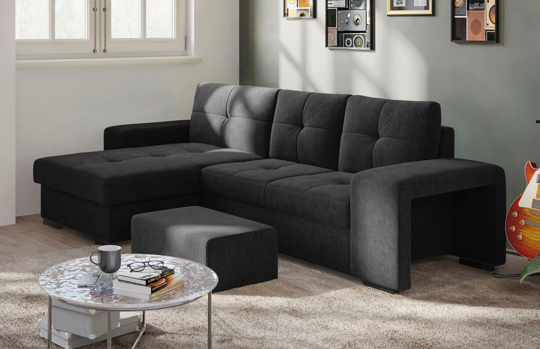 COTTA Ecksofa »Mattina L-Form«, mit Hocker, wahlweise mit Bettfunktion & Bettkasten