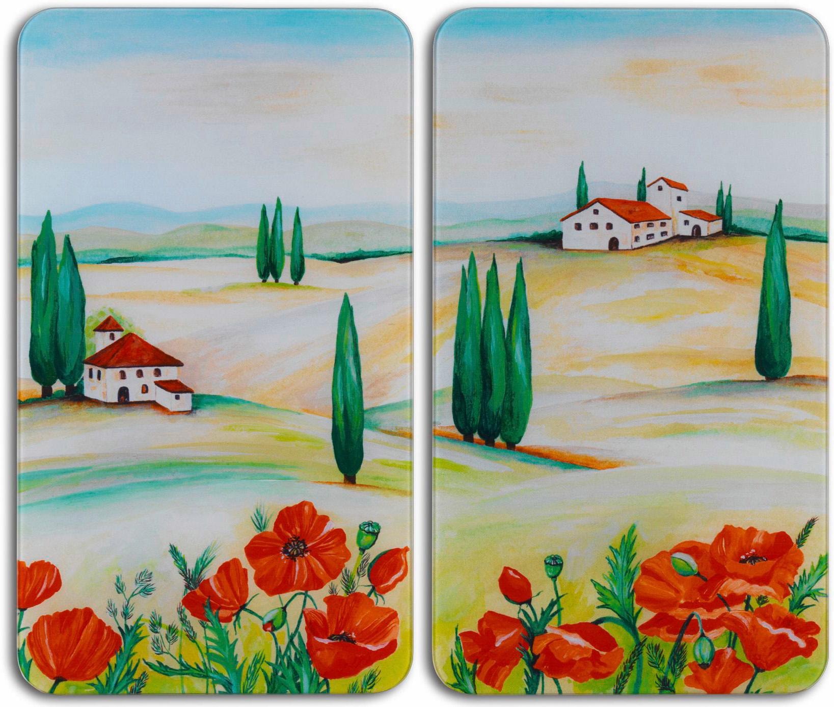 WENKO Herd-Abdeckplatte »Toscana«, (Set, 2 tlg.), aus gehärtetem Glas von WENKO