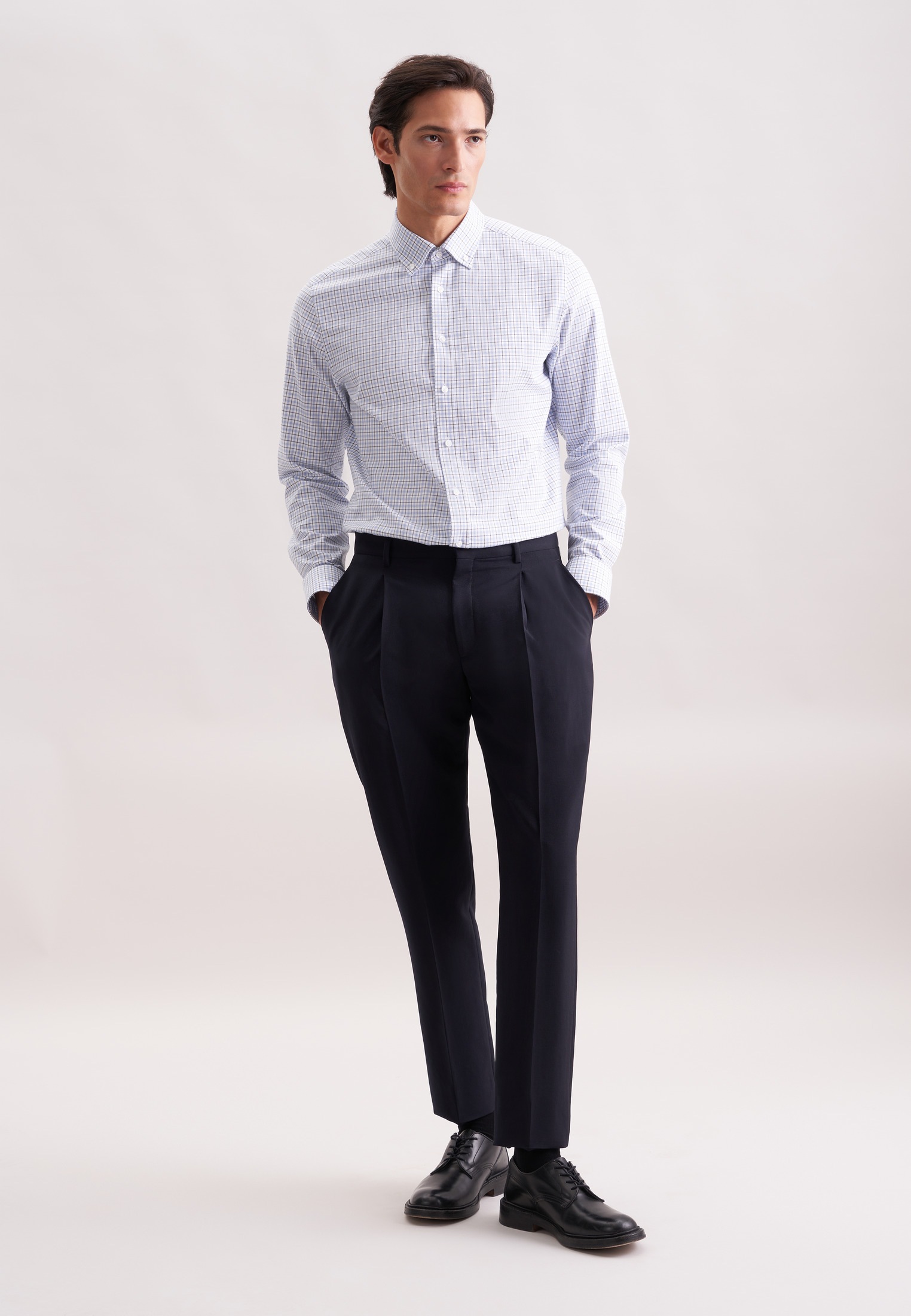 seidensticker Flanellhemd »Schwarze Rose« Shaped 1/1 Button-Down-Kragen Karo