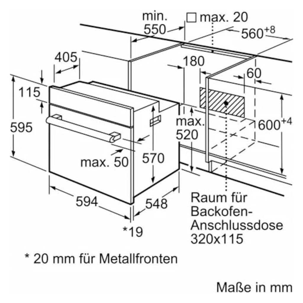 BOSCH Elektro-Herd-Set »HND211AR62«, HND211AR62, mit Teleskopauszug nachrüstbar