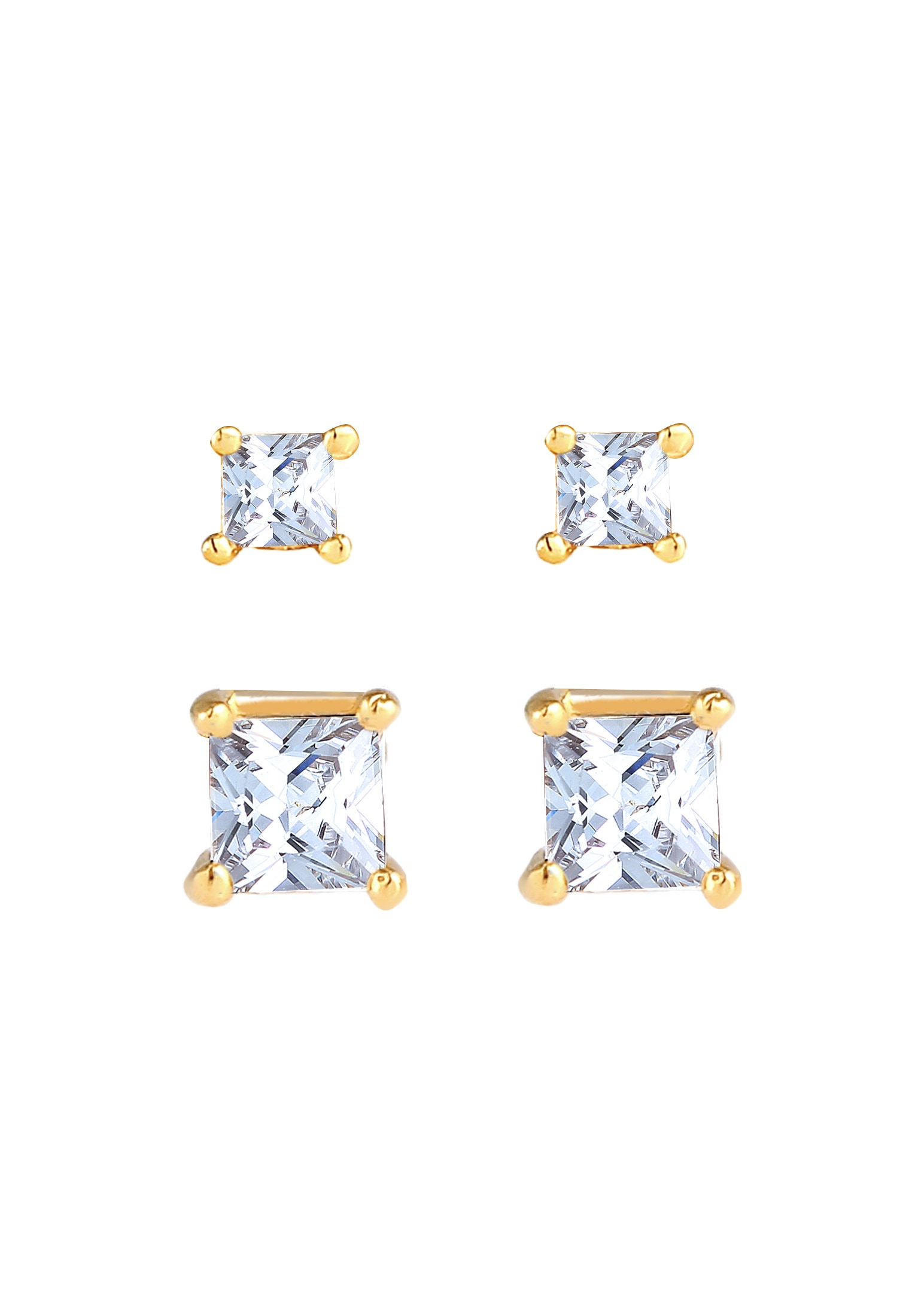 Elli Ohrstecker-Set »Ohrringe Zirkonia Viereck Basic (2 tlg) 925 Silber«