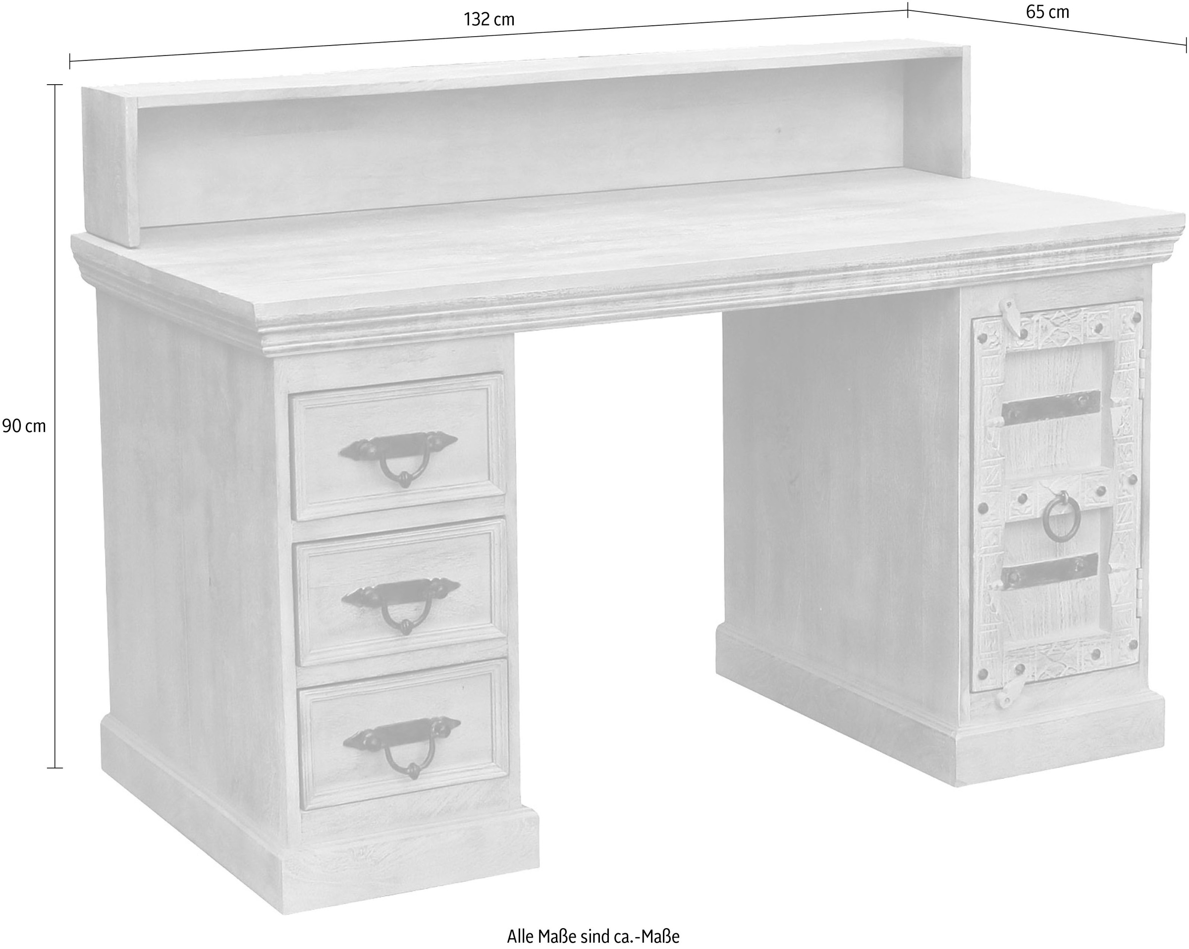 SIT Schreibtisch »Daipur« mit Beschlägen und Schnitzereien