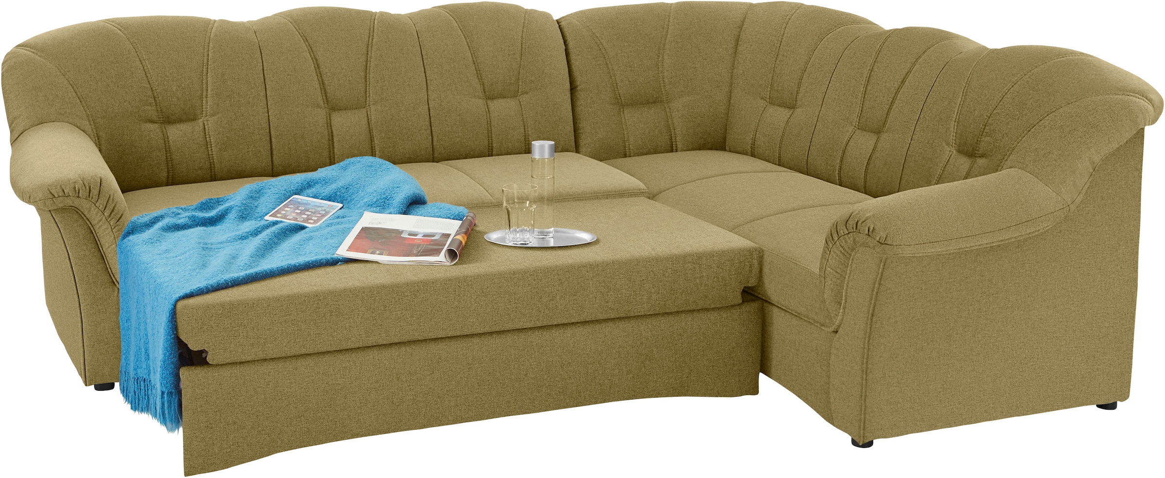 DOMO collection Ecksofa »Papenburg B/T/H: 242/190/84 cm L-Form«, wahlweise mit Bettfunktion, Langer Schenkel links oder rechts