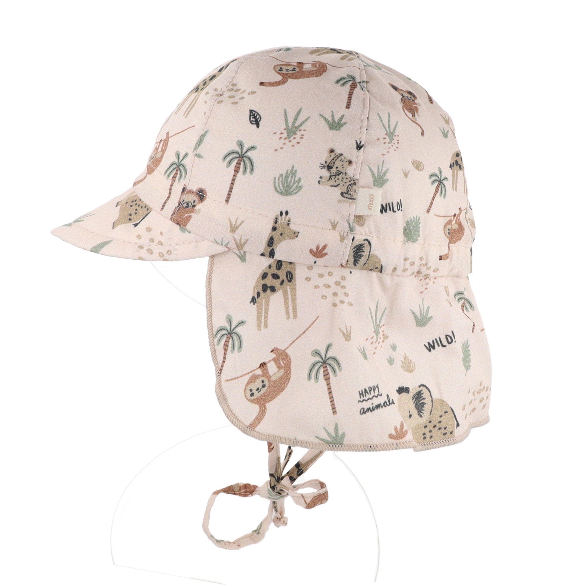 MAXIMO Schirmmütze 1 Stk. Beige, Dschungeltiere, Nackenschutz, Bindeband, Unisex