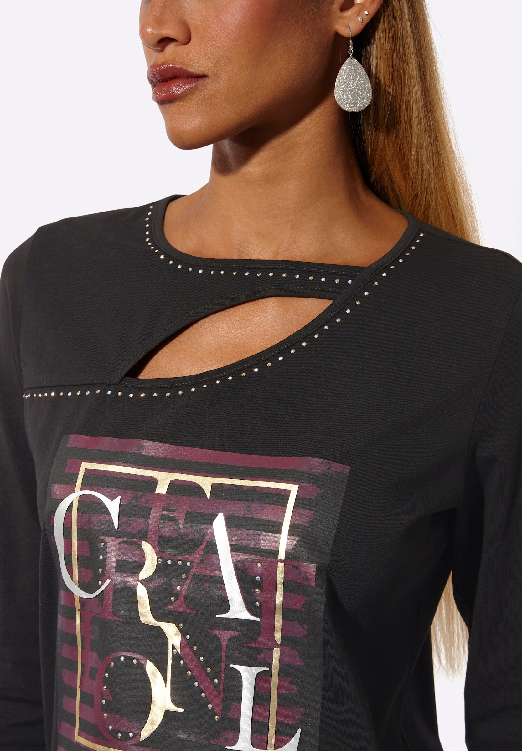 creation L T-Shirt »Shirt 3/4-Arm-Shirt mit Foliendruck«
