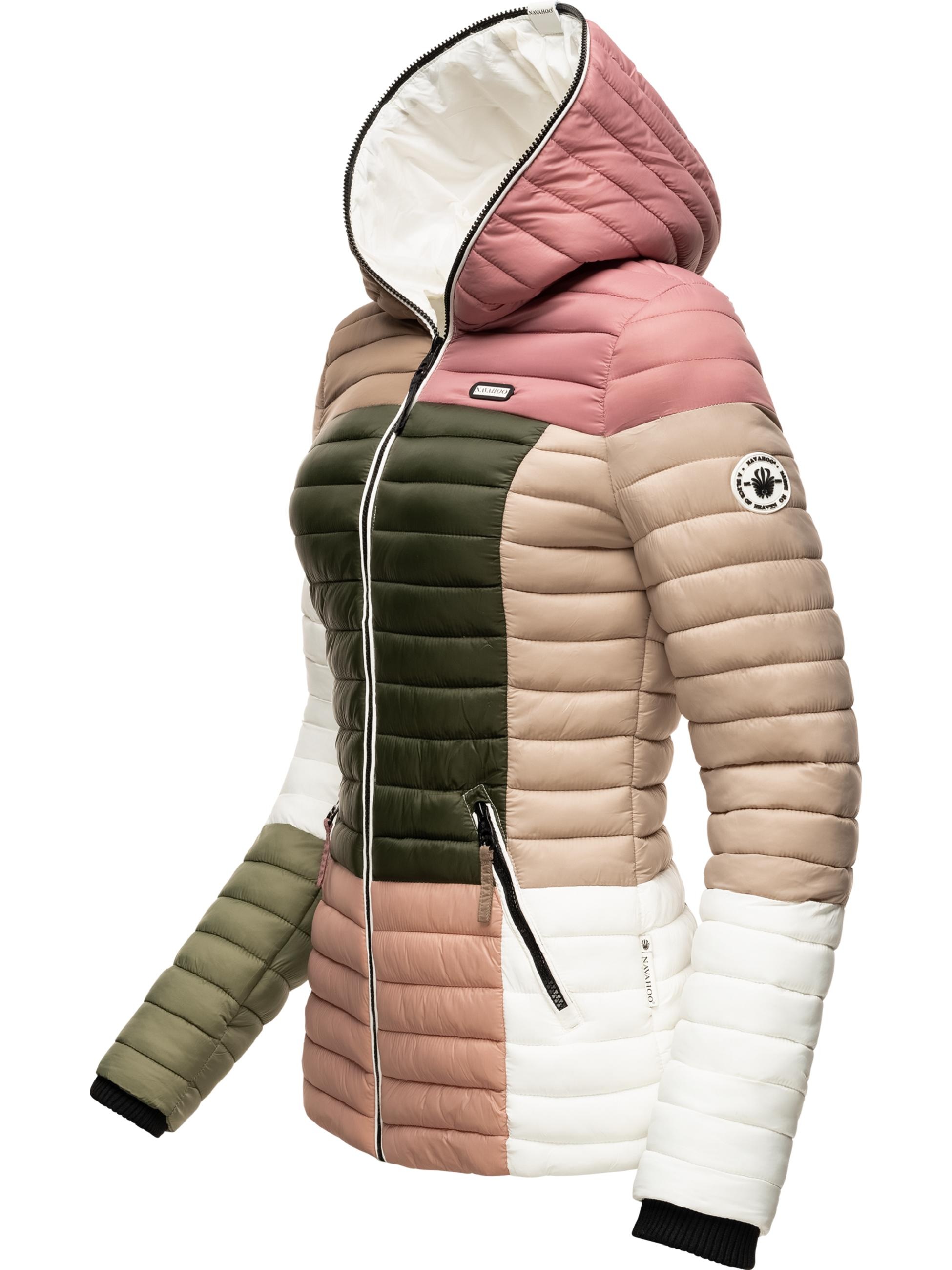 Navahoo Steppjacke »Steppjacke Multikulti«, mit Kapuze, stylische Colorblocking Übergangsjacke m. Kapuze