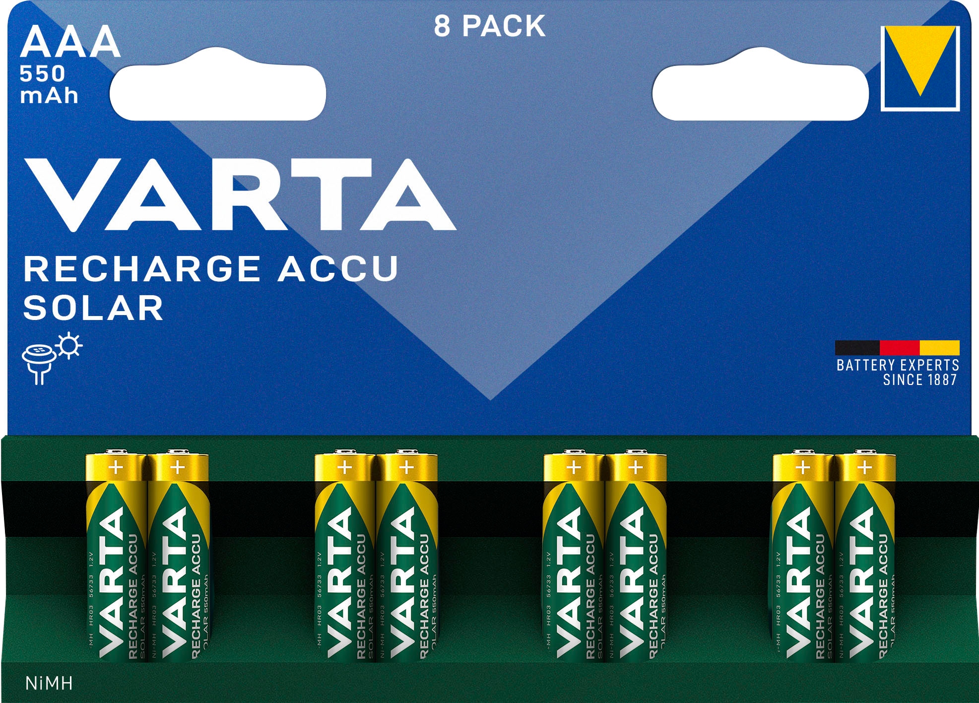 Akkupacks »8er Pack Recharge Accu Solar AAA 550 mAh«, Micro, AAA, 550 mAh