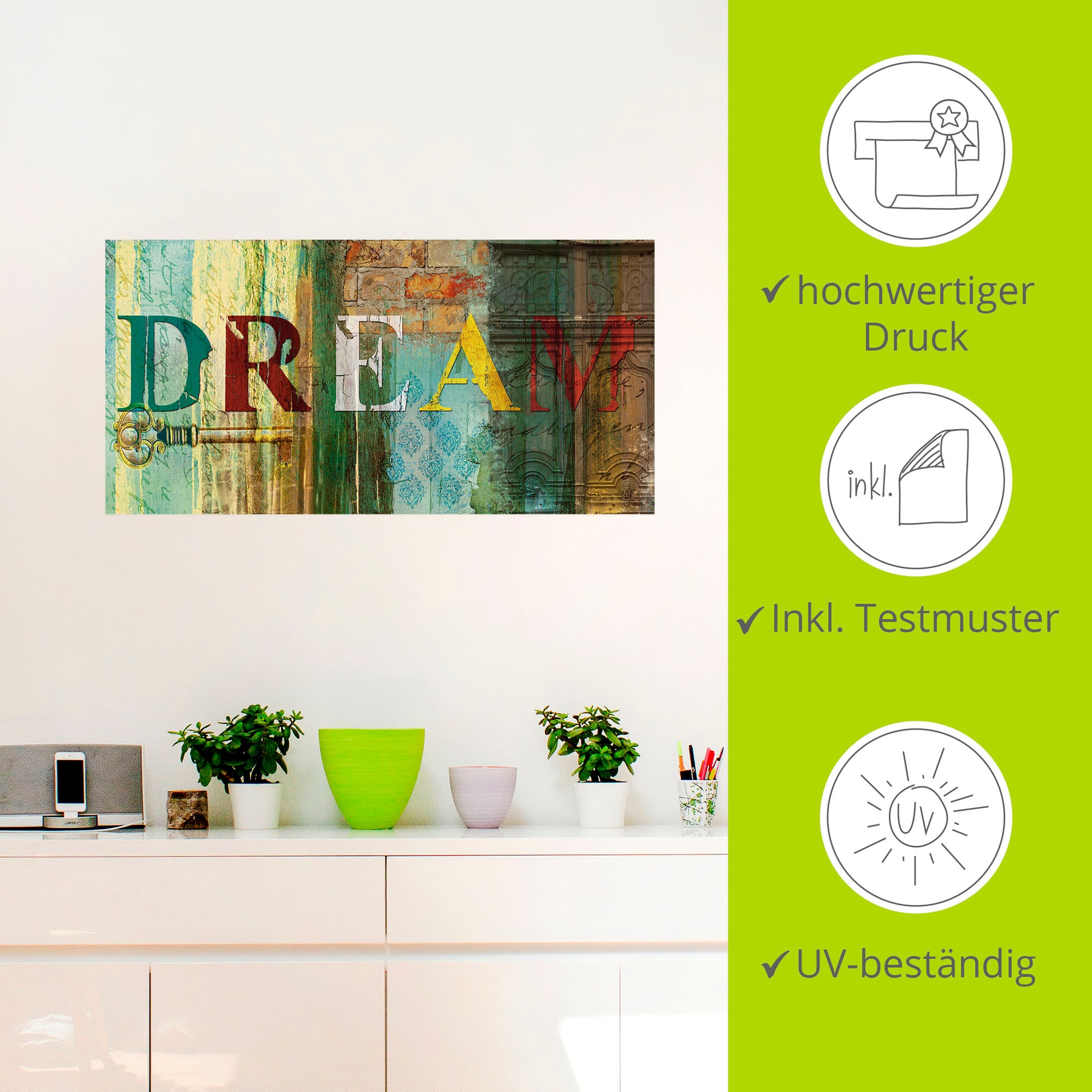 Artland Wandbild »Traum«, Sprüche & Texte, (1 St.), als Leinwandbild, Poster, Wandaufkleber in verschied. Größen