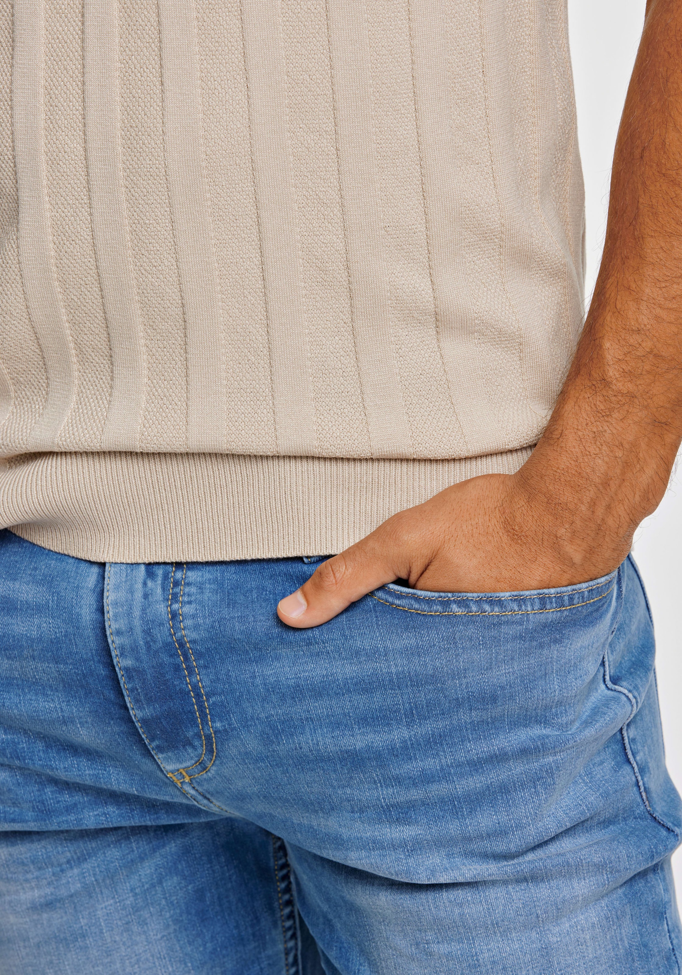 LINDBERGH Kurzarmpullover mit Struktur-Muster