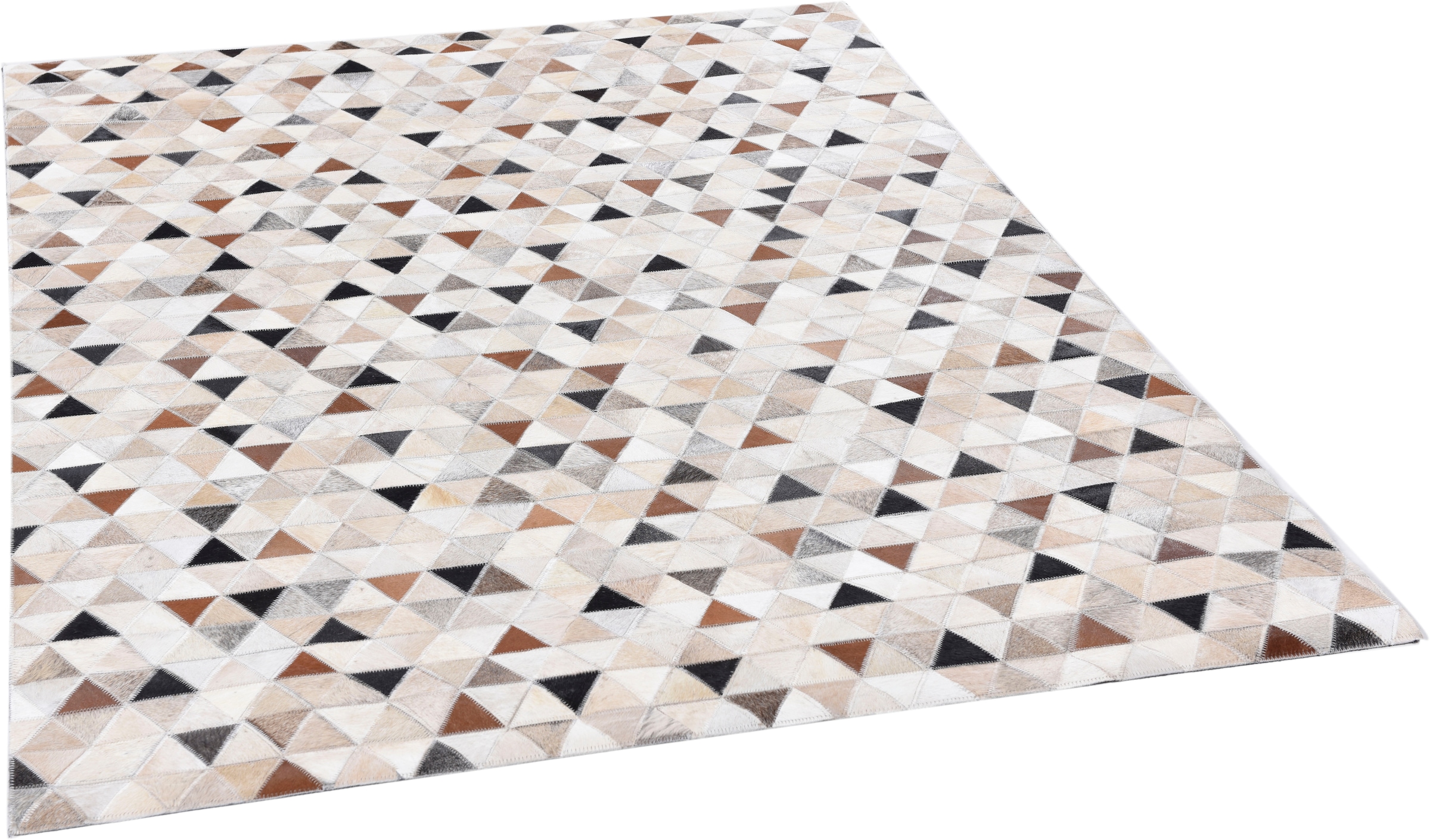 THEKO Fellteppich »Kobe«, rechteckig, 3 mm Höhe, Patchwork, handgenäht, echtes Rinderfell in Naturtönen