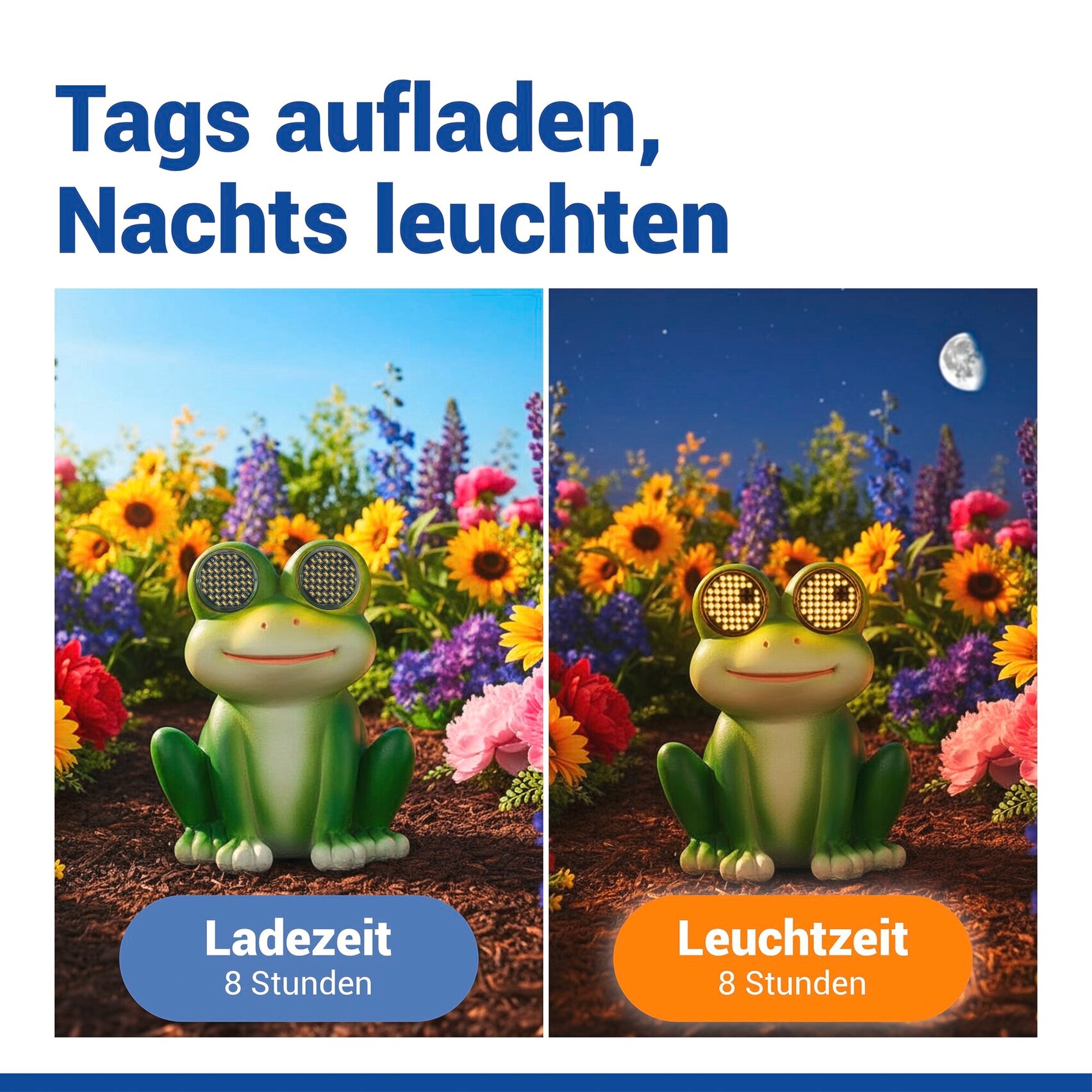 Maximex LED Dekofigur »Modell Blinky Eyes Frosch« Warmweiß solarbetriebene Gartenfigur mit leuchtenden Augen, für Garten & Balkon
