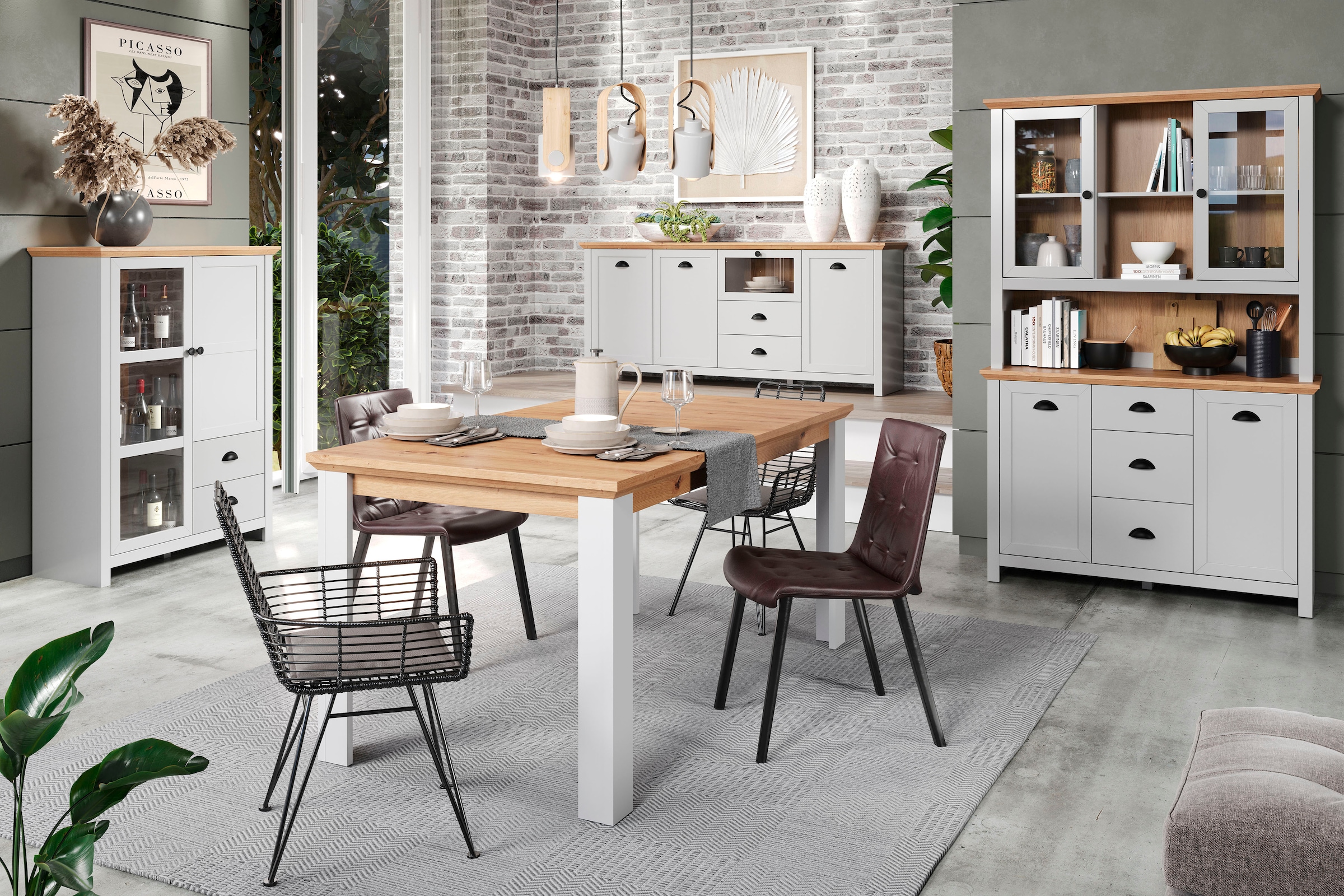 Home affaire Buffetaufsatz »Herzwill«, (1 St.), Aufsatz mit 2 Glastüren im Landhausstil - (B/T/H) 119/36/105 cm