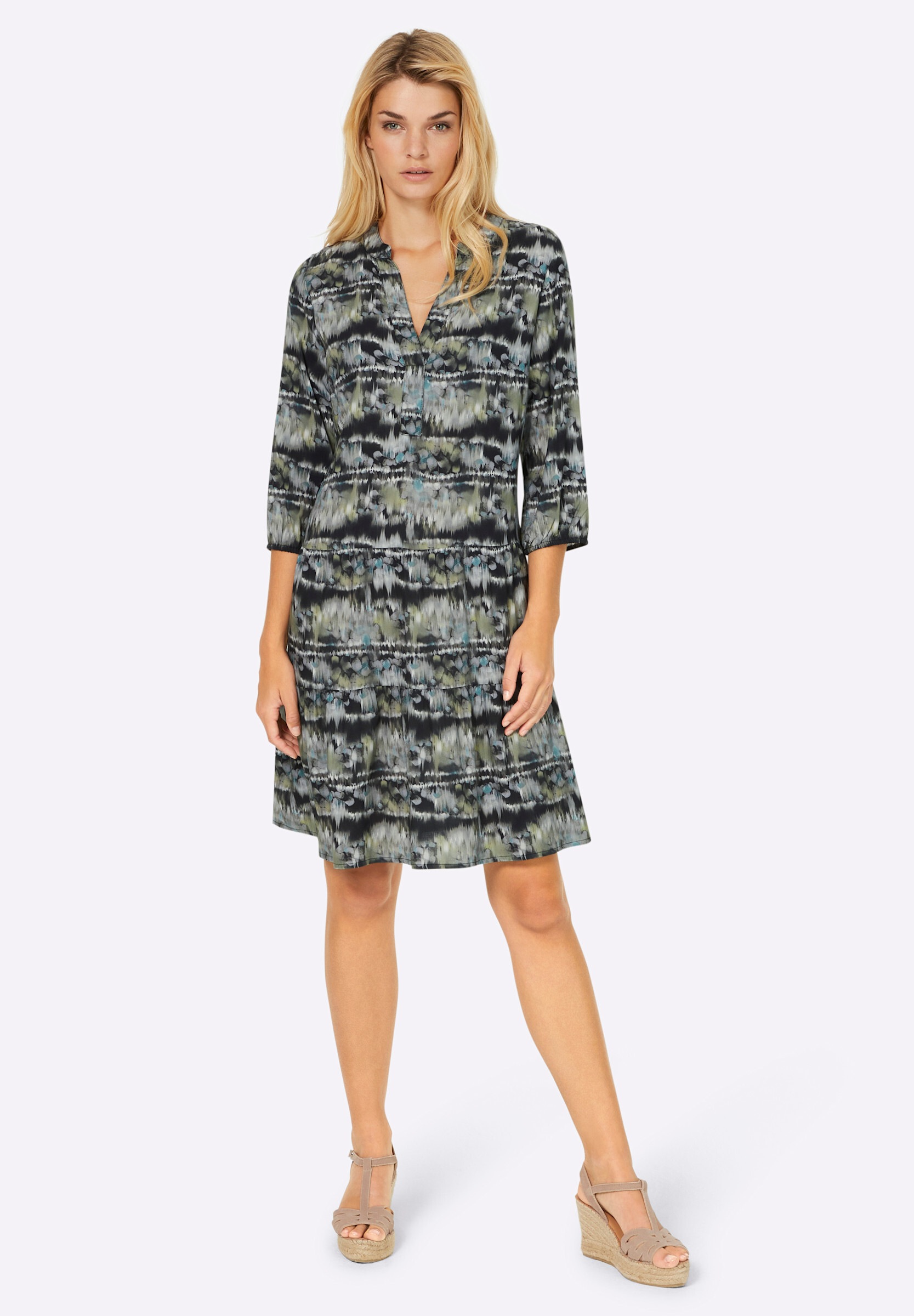 heine Sommerkleid »Druck-Kleid Druckkleid mit elastischen Bündchen« Ohne Taschen