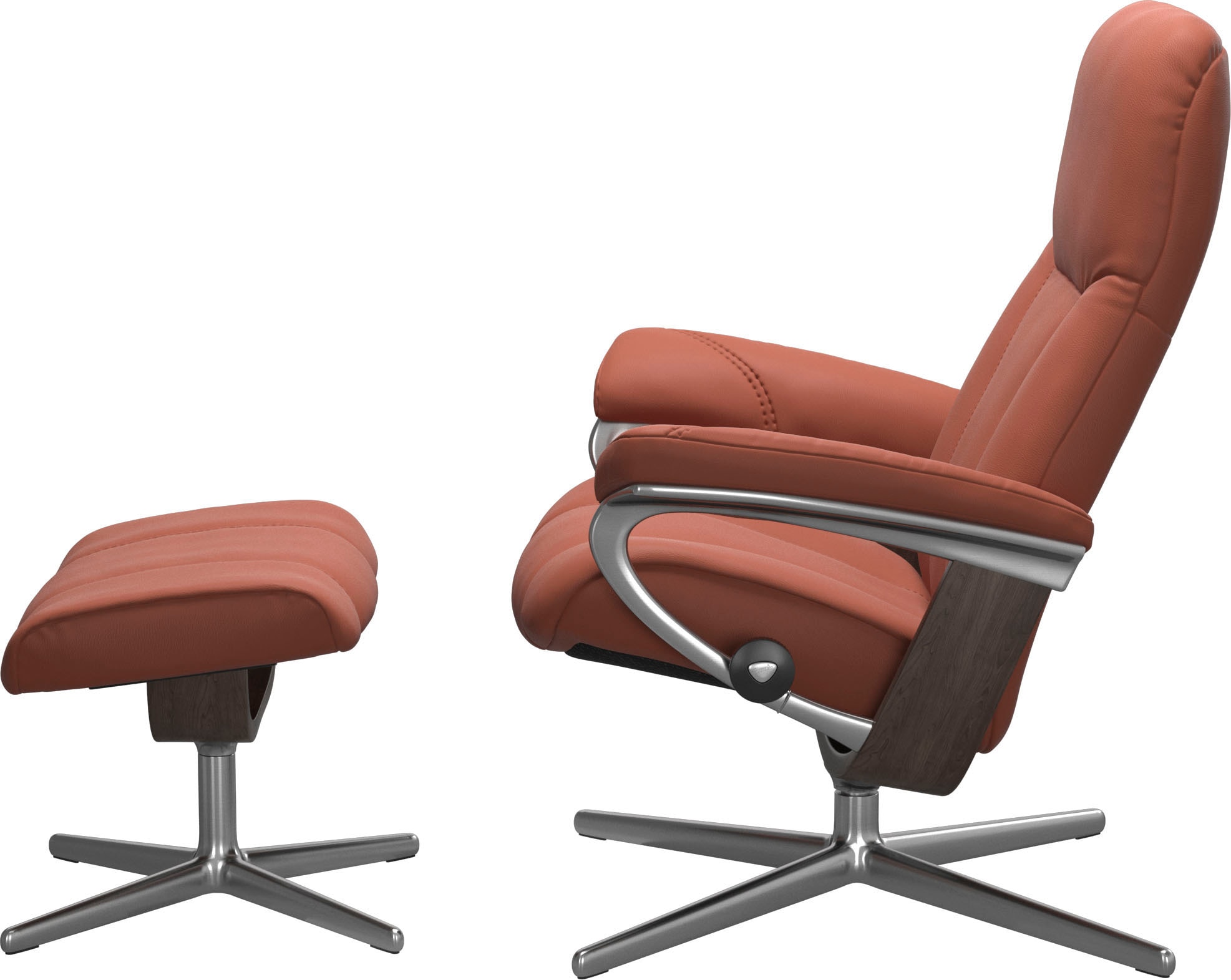 Stressless® Relaxsessel »Consul«, (Set, Relaxsessel mit Hocker), mit Hocker, mit Cross Base, Größe S, M & L, Holzakzent Wenge