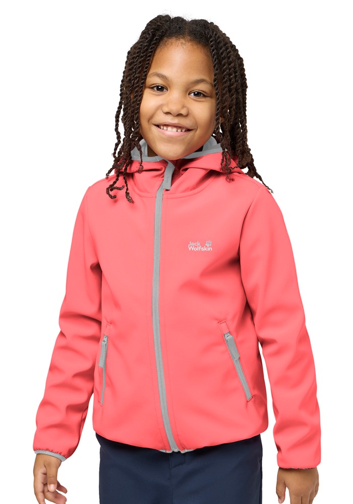 Jack Wolfskin Softshelljacke »FOURWINDS JACKET KIDS« mit Kapuze Winddicht, wasserabweisend, atmungsaktiv, Übergangsjacke für Kinder