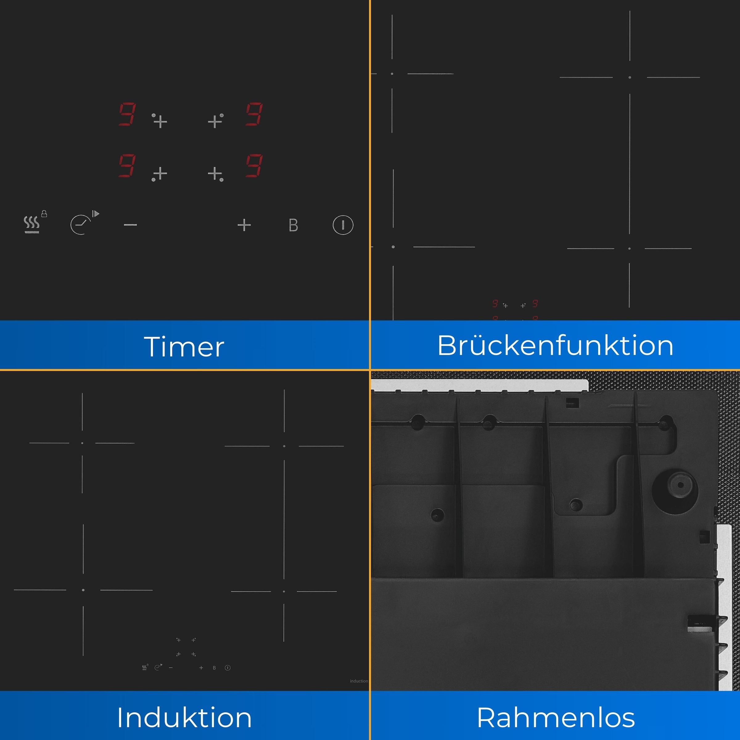 exquisit Induktions-Kochfeld »EKI600-SF-B-380« mühelos temperaturgesteuert Schokolade schmelzen o. Pommes frittieren