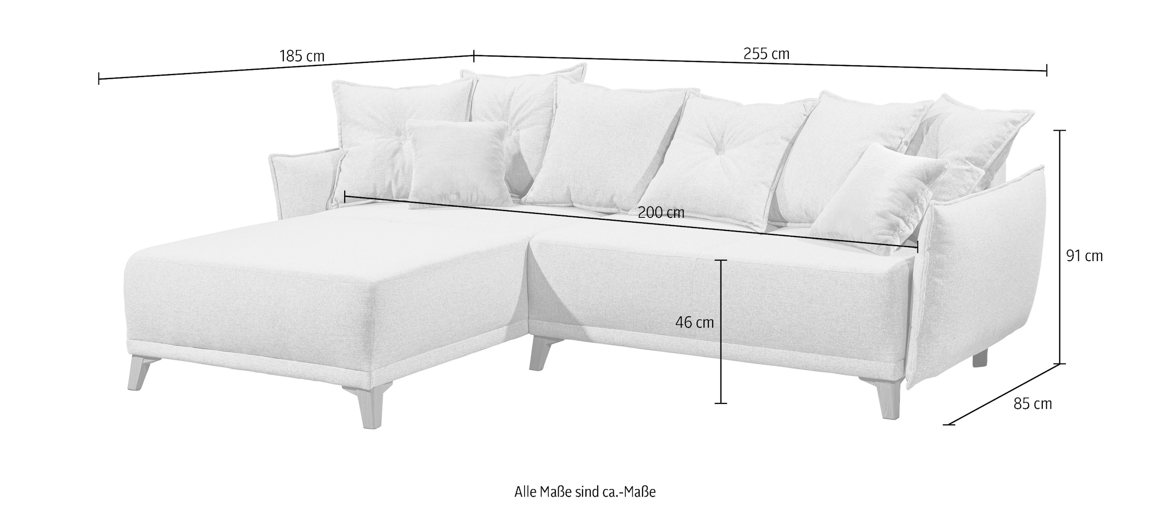 ED EXCITING DESIGN Ecksofa »Pamplona L-Form«, mit Bettfunktion, Bettkasten, Rücken- und Zierkissen, frei im Raum