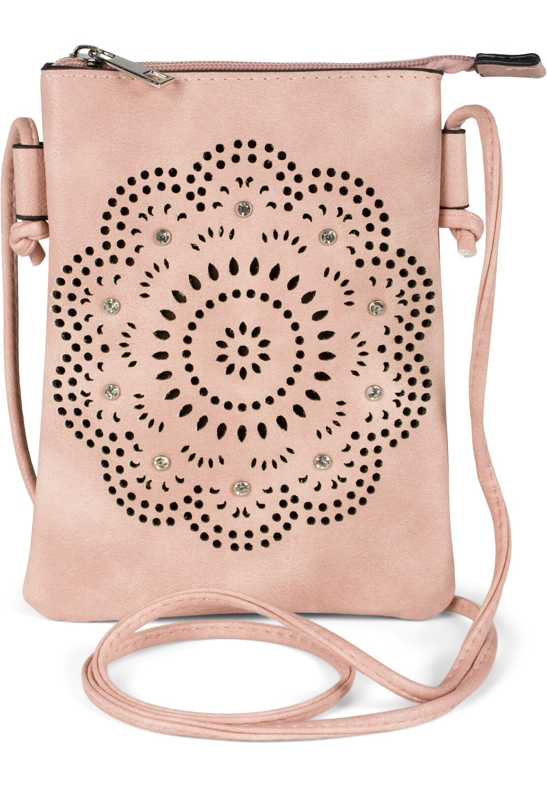 styleBREAKER Mini Bag »Mini Umhängetasche Blumen Cutout und Strass«