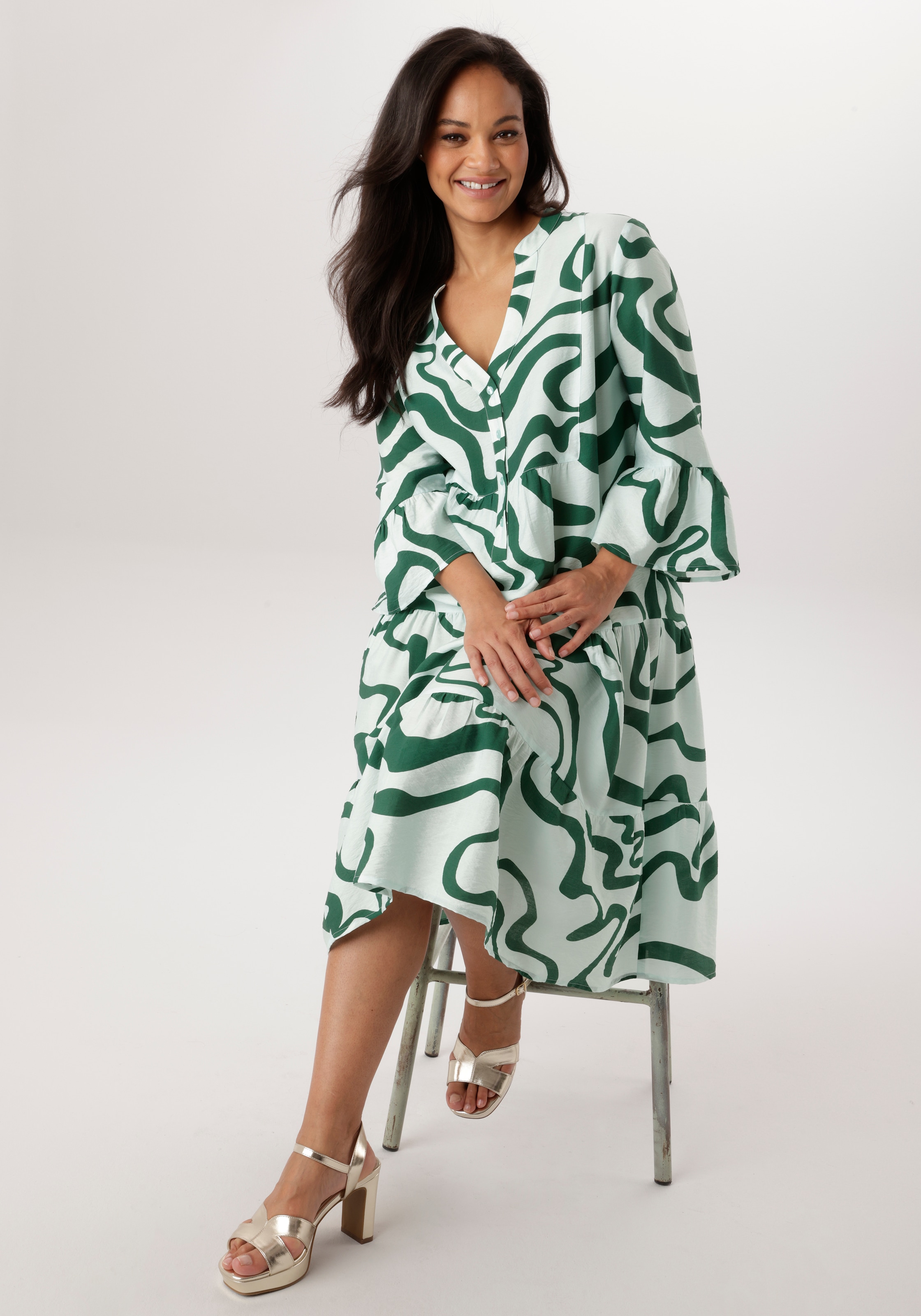 Aniston PLUS Midikleid mit Volant - NEUE KOLLEKTION