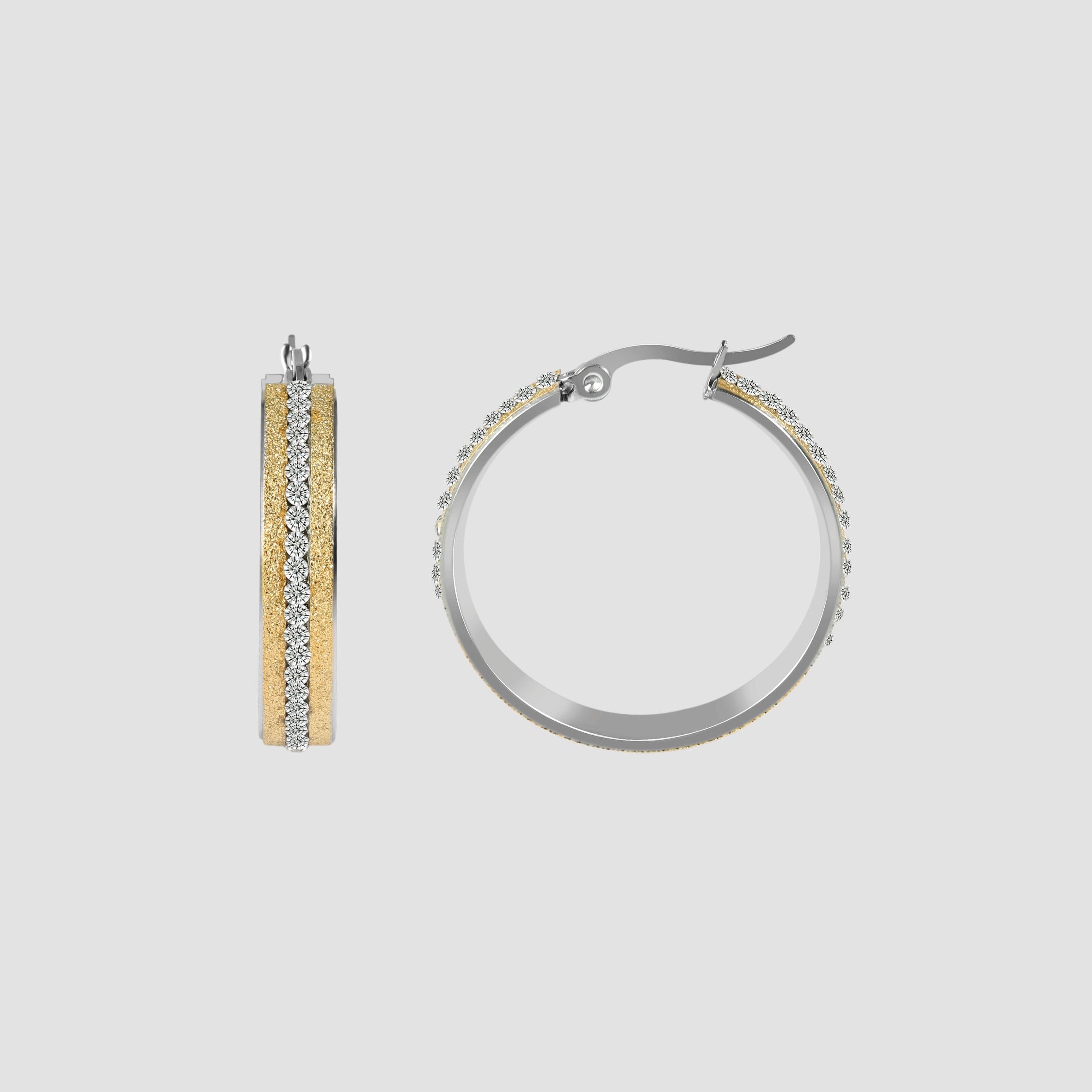 Adelia´s Paar Creolen »Damen Ohrringe ¿ Creole aus Edelstahl mit Strass Steinchen«